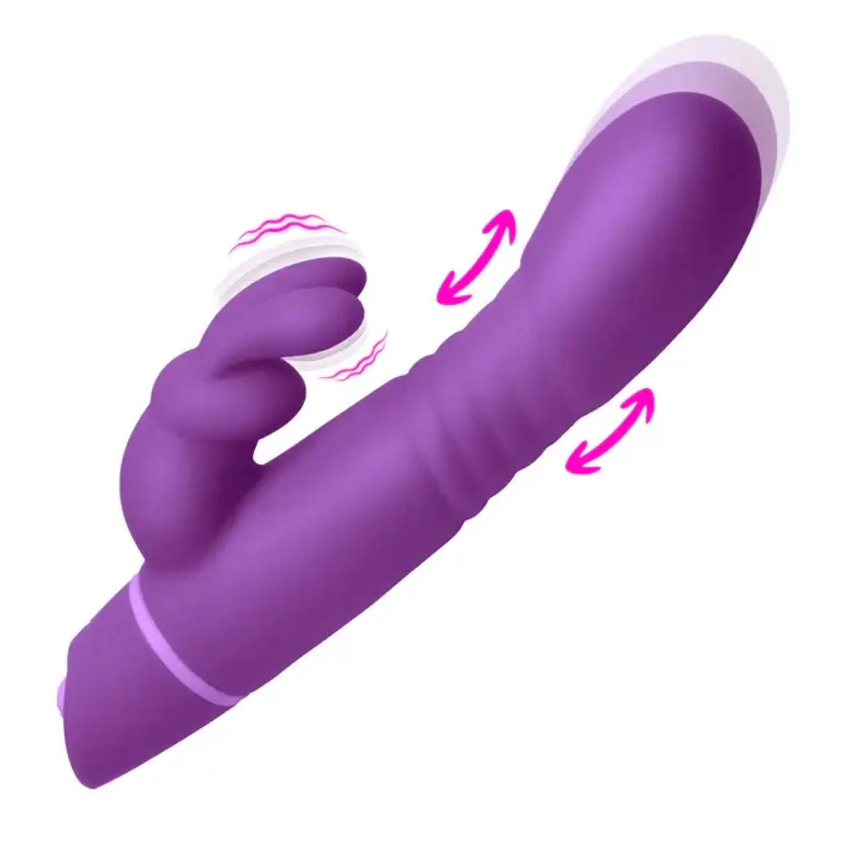 Bang! Thrusting Rechargeable Silicone Rabbit Vibrator - Purple