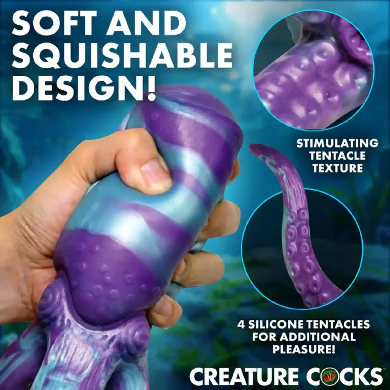 Creature Cocks Tenta Stroke Silicone Masturbator - Blue/Purple