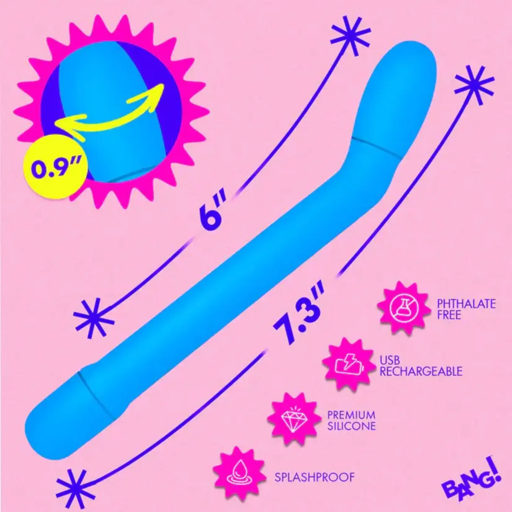 Bang Slim G-Spot Rechargeable Silicone Vibrator - Blue