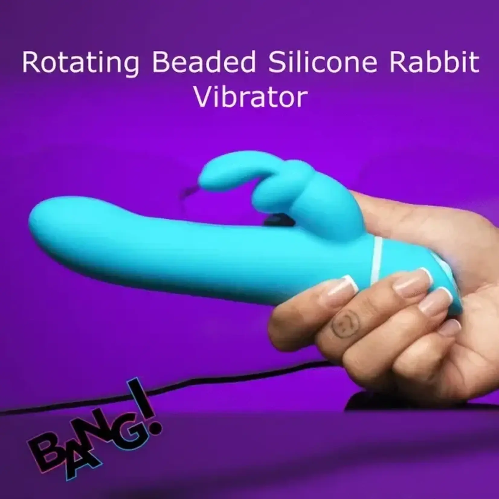 Bang! Rotating Beads Rechargeable Silicone Rabbit Vibrator- Blue