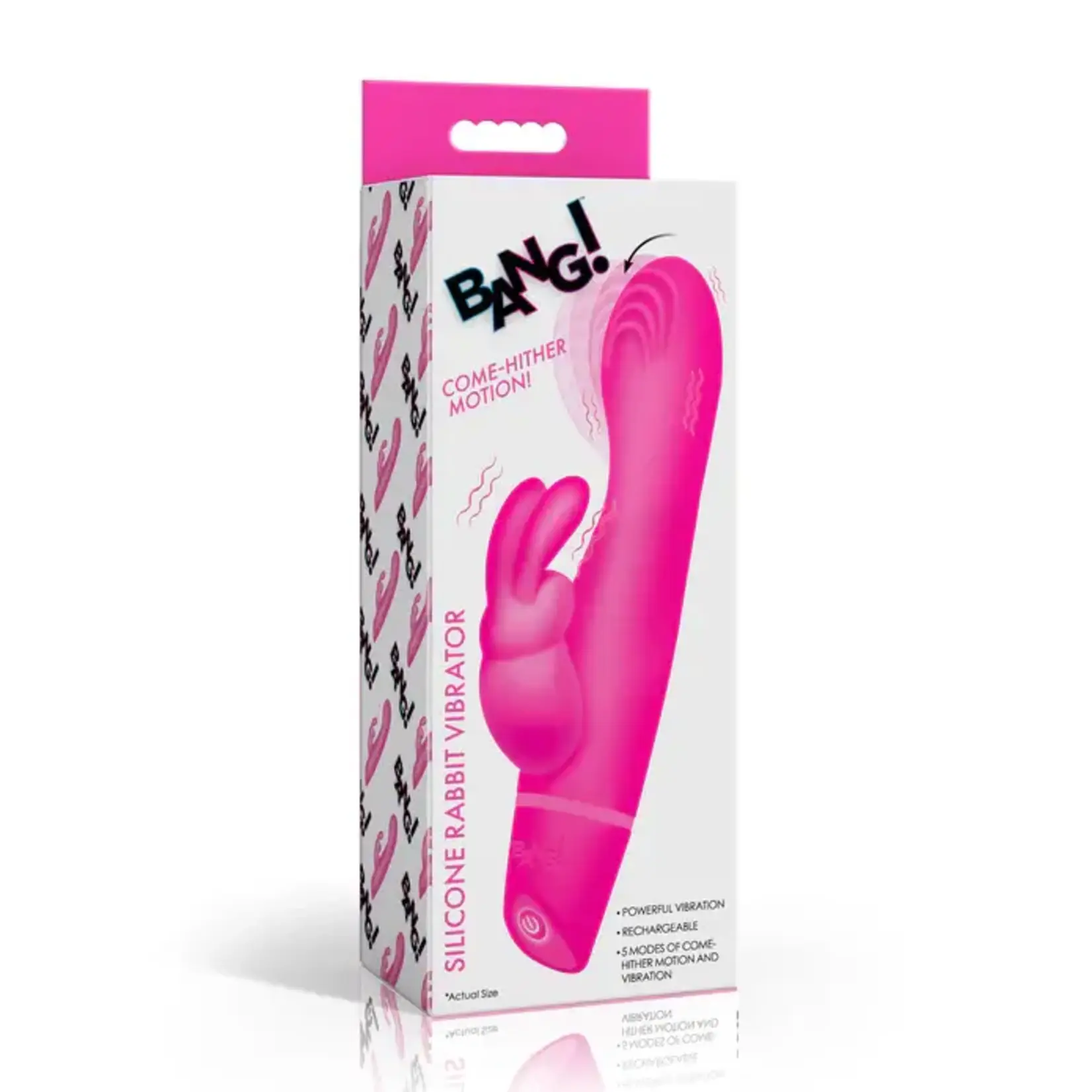Bang! Come Hither Rechargeable Silicone Rabbit Vibrator - Pink