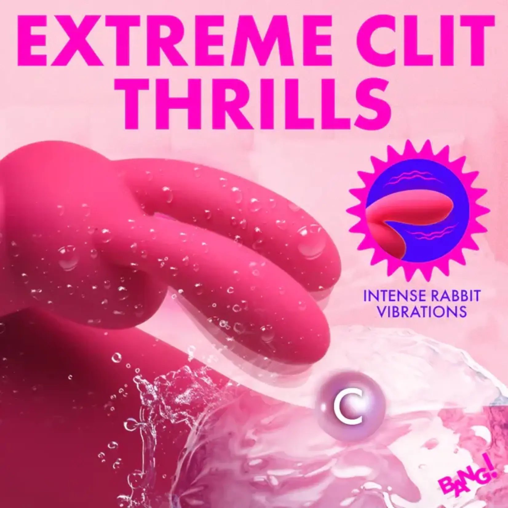 Bang! Come Hither Rechargeable Silicone Rabbit Vibrator - Pink