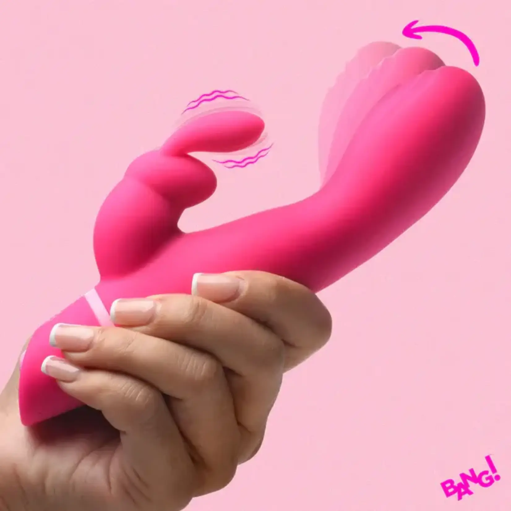 Bang! Come Hither Rechargeable Silicone Rabbit Vibrator - Pink