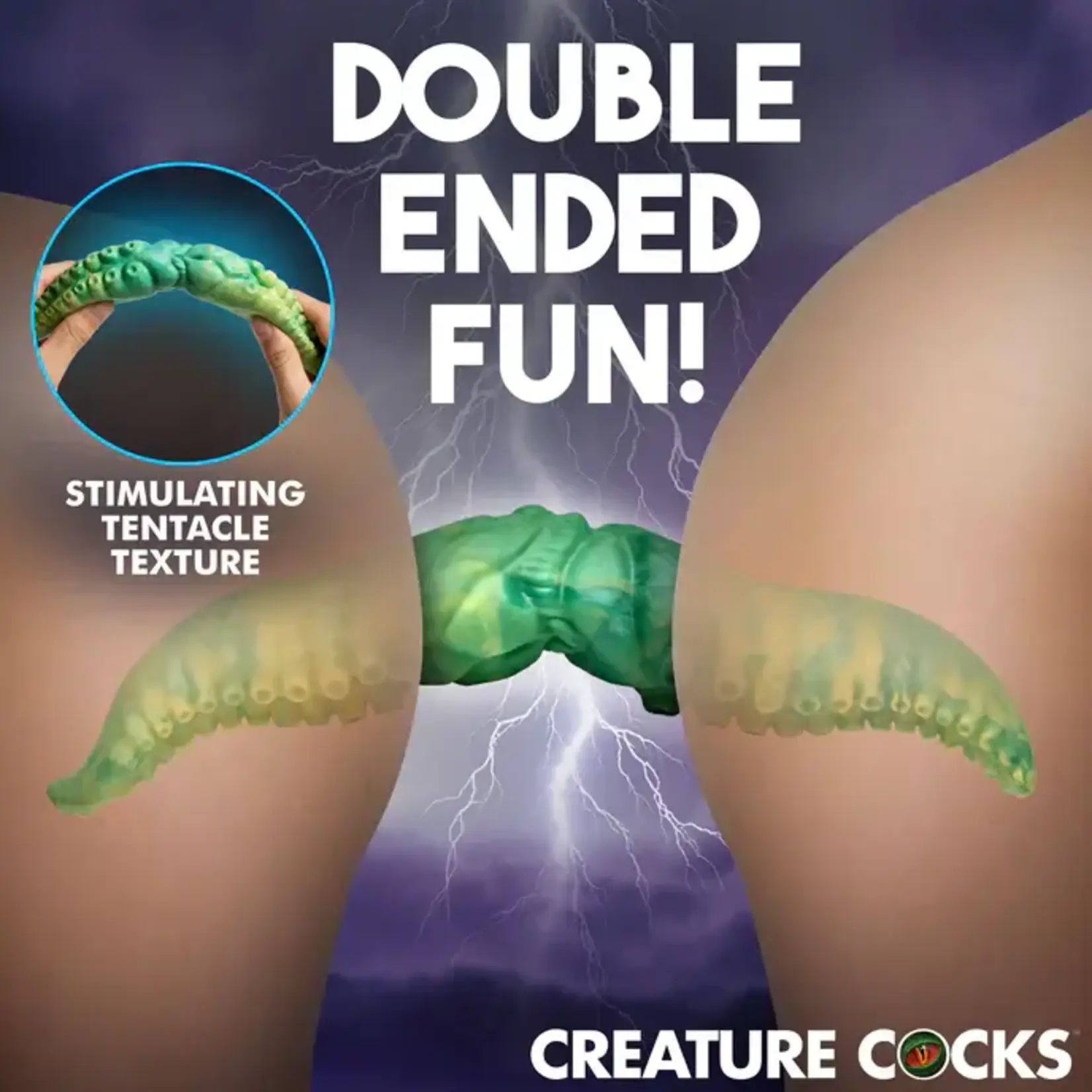 Creature Cocks Dual Kraken Silicone Double Dildo - Green/Yellow