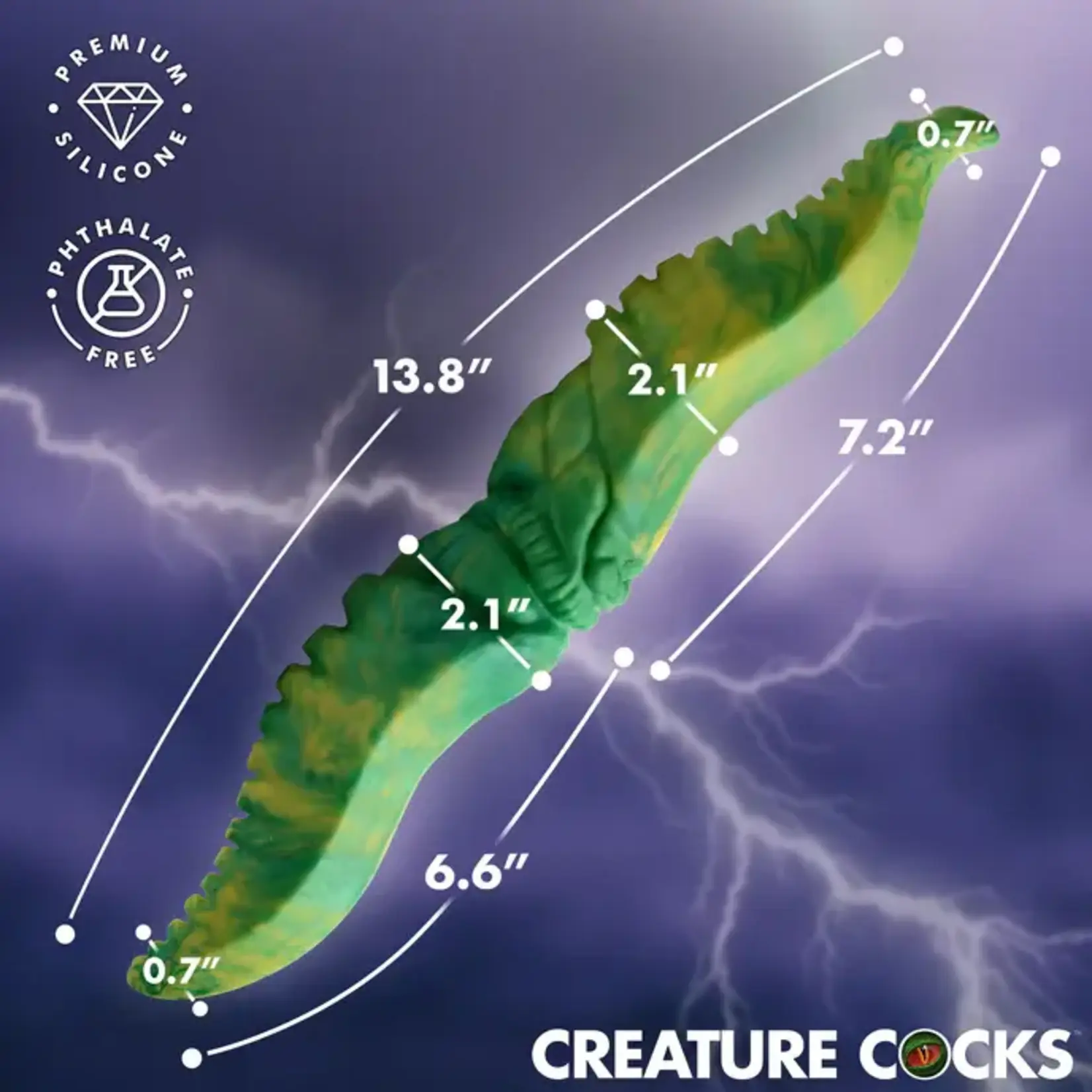 Creature Cocks Dual Kraken Silicone Double Dildo - Green/Yellow