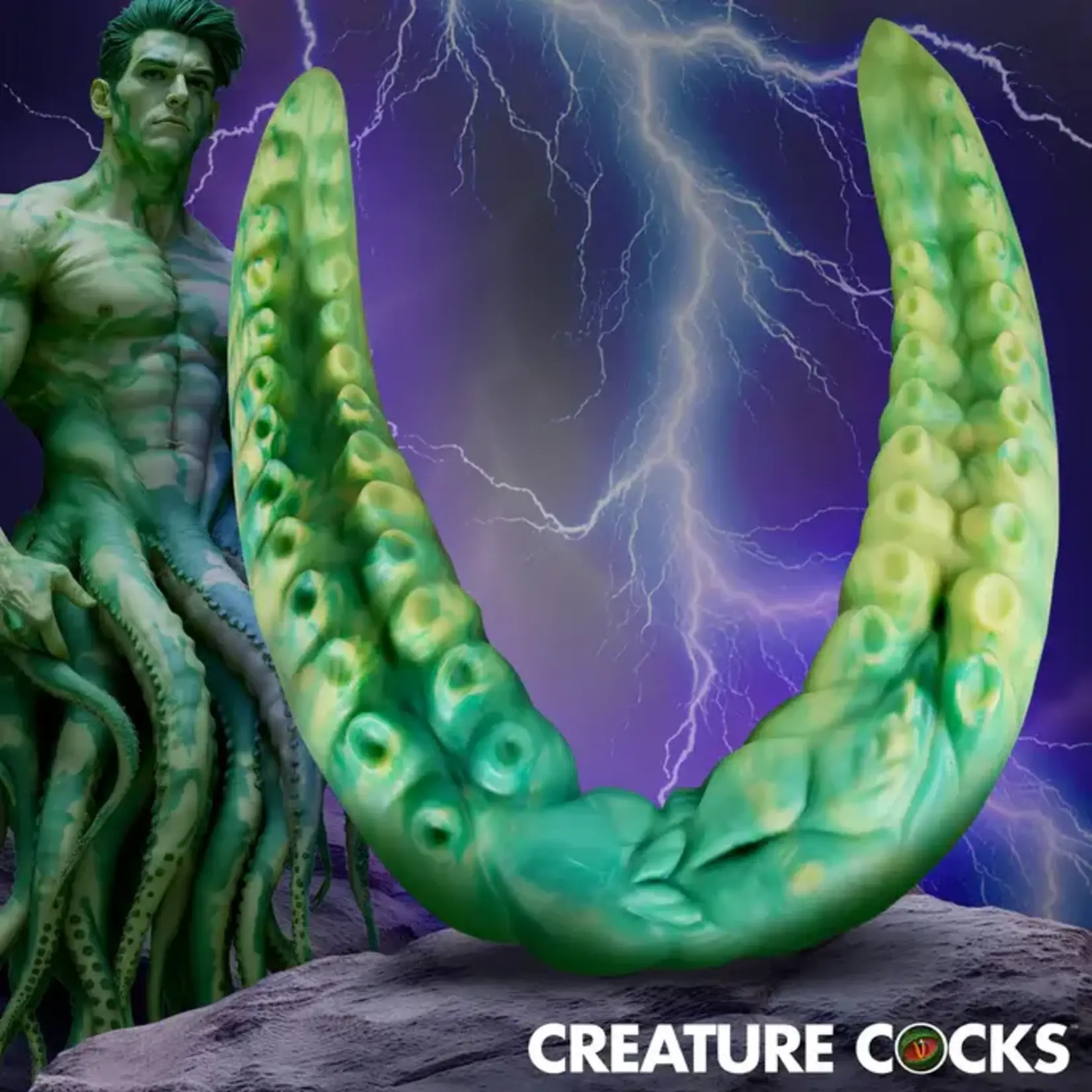 Creature Cocks Dual Kraken Silicone Double Dildo - Green/Yellow