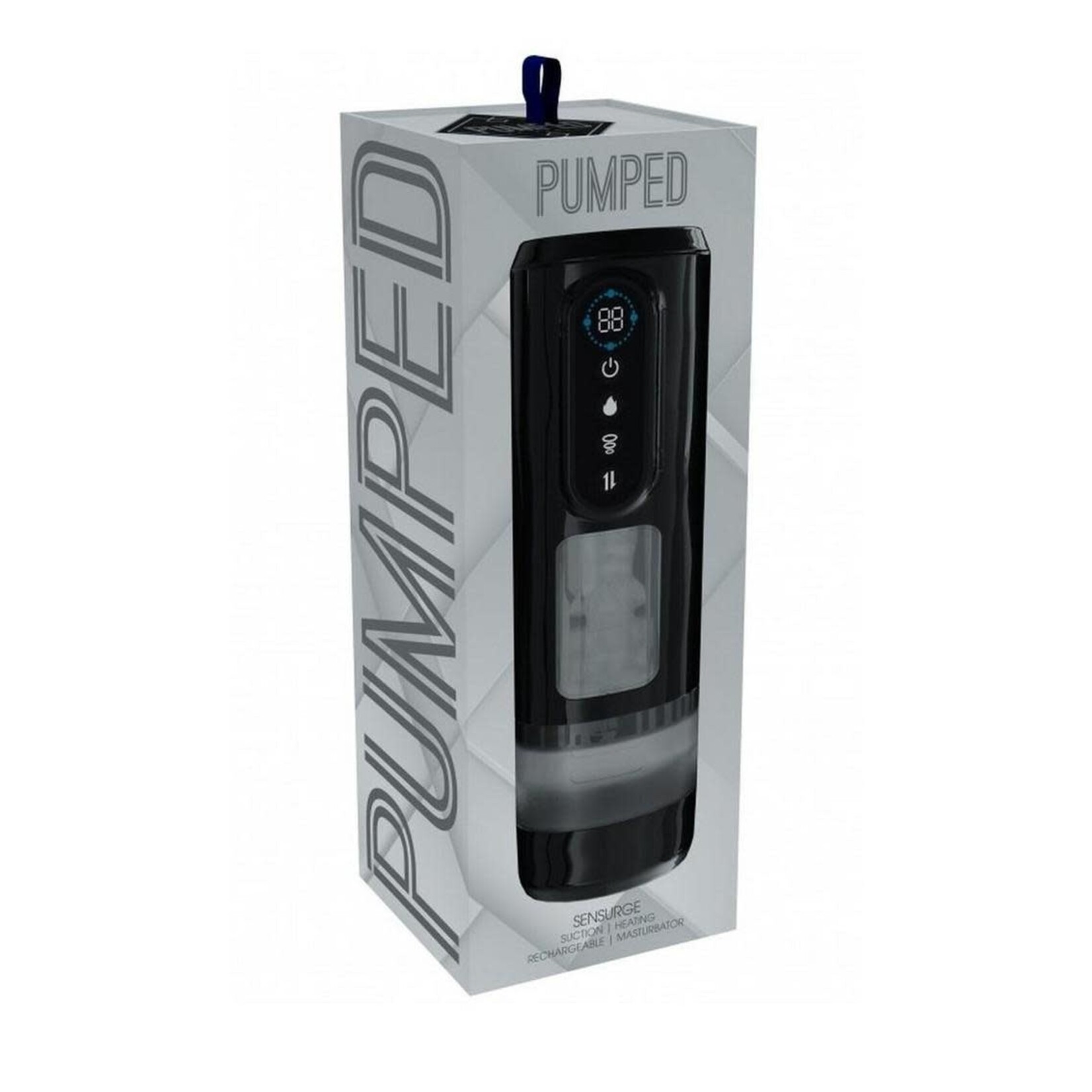Pumped Sensurge Automatic Rechargeable Heating, Sucking, Thrusting, Vibrating Male Pump - Black