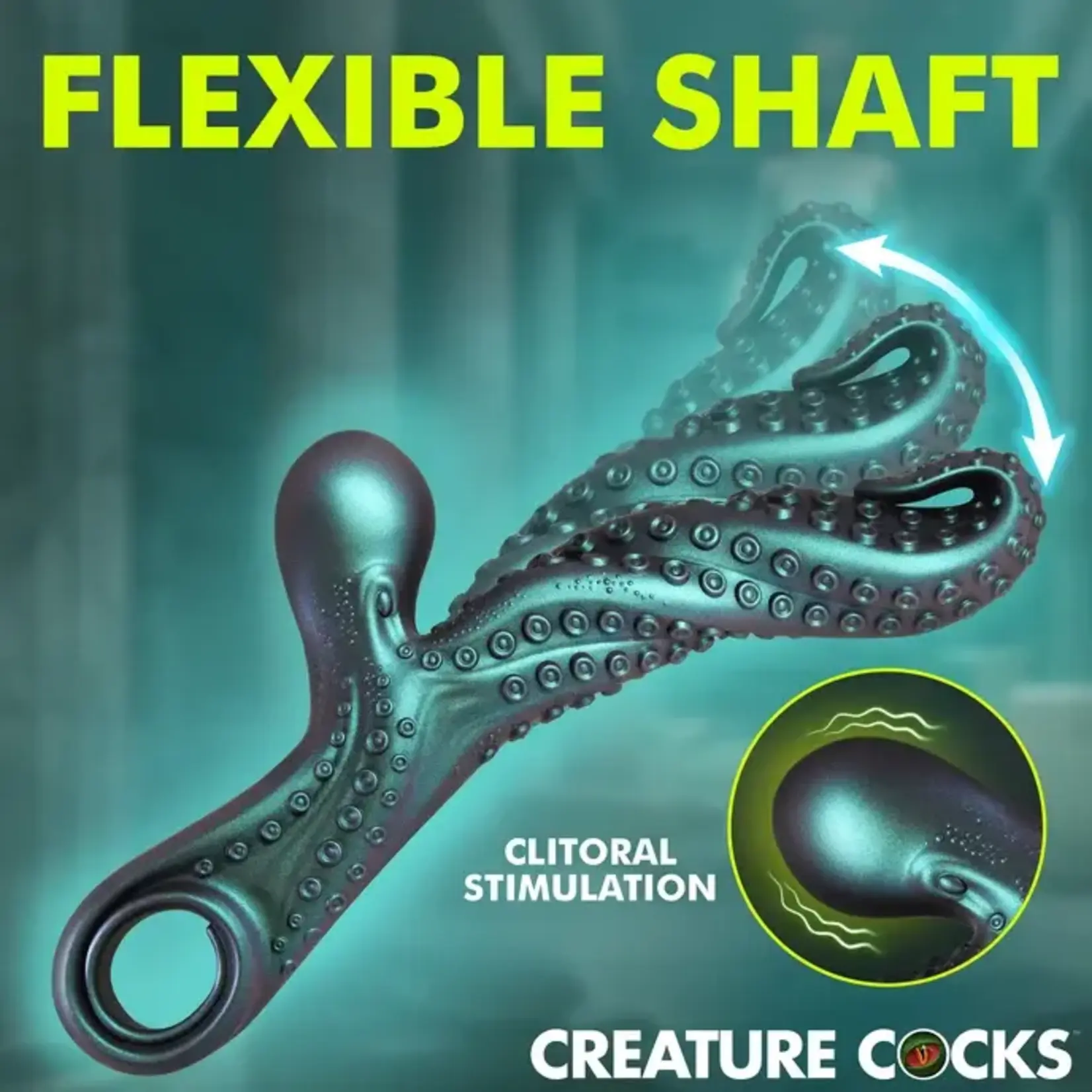 Creature Cocks Vibropus Rechargeable Silicone Rabbit Vibrator - Emerald