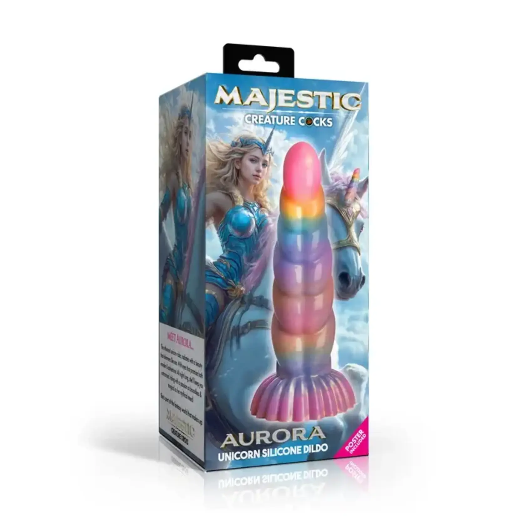 Creature Cocks Aurora Unicorn Silicone Dildo - Rainbow