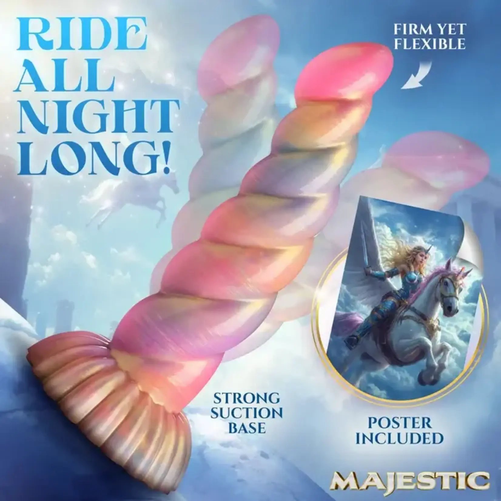 Creature Cocks Aurora Unicorn Silicone Dildo - Rainbow