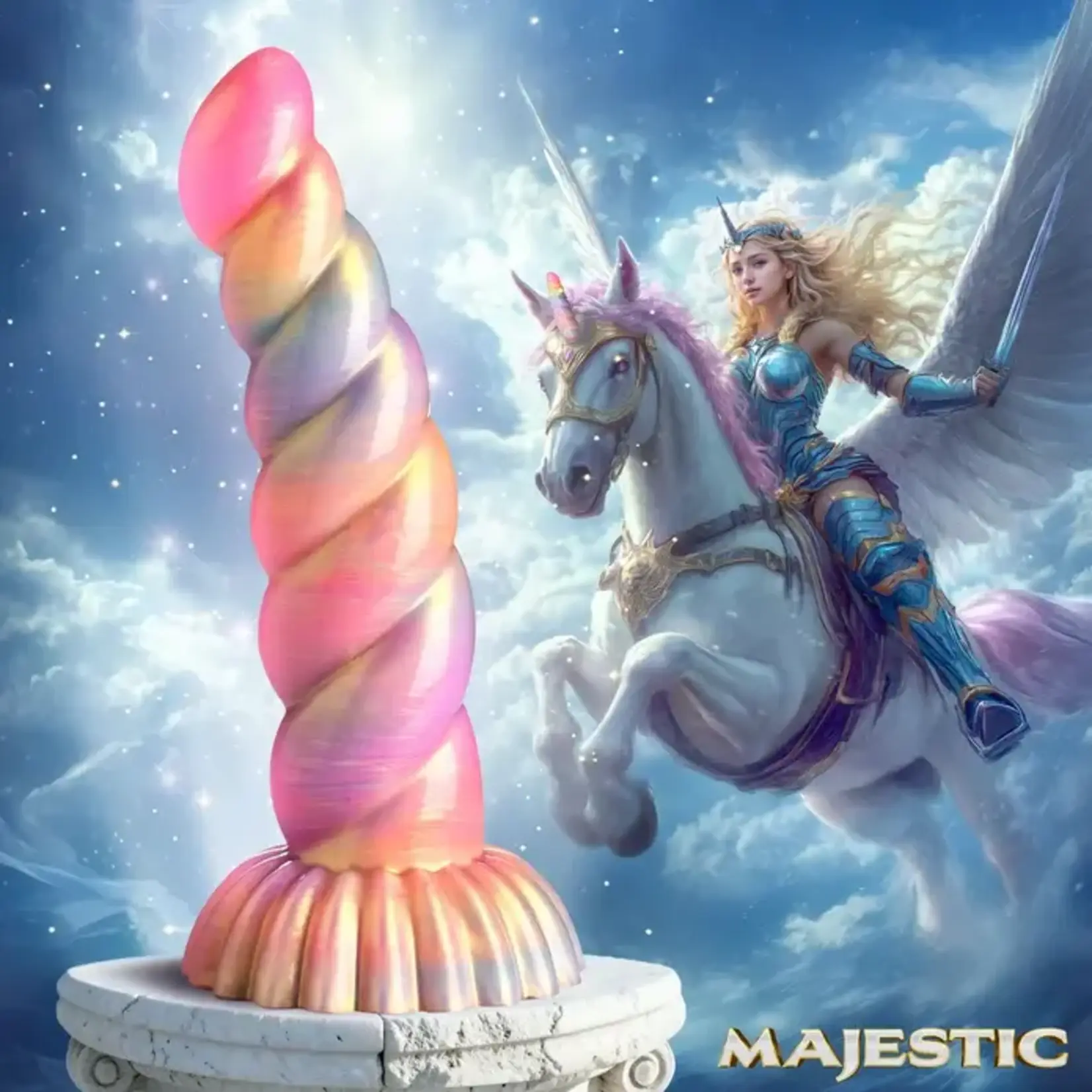 Creature Cocks Aurora Unicorn Silicone Dildo - Rainbow