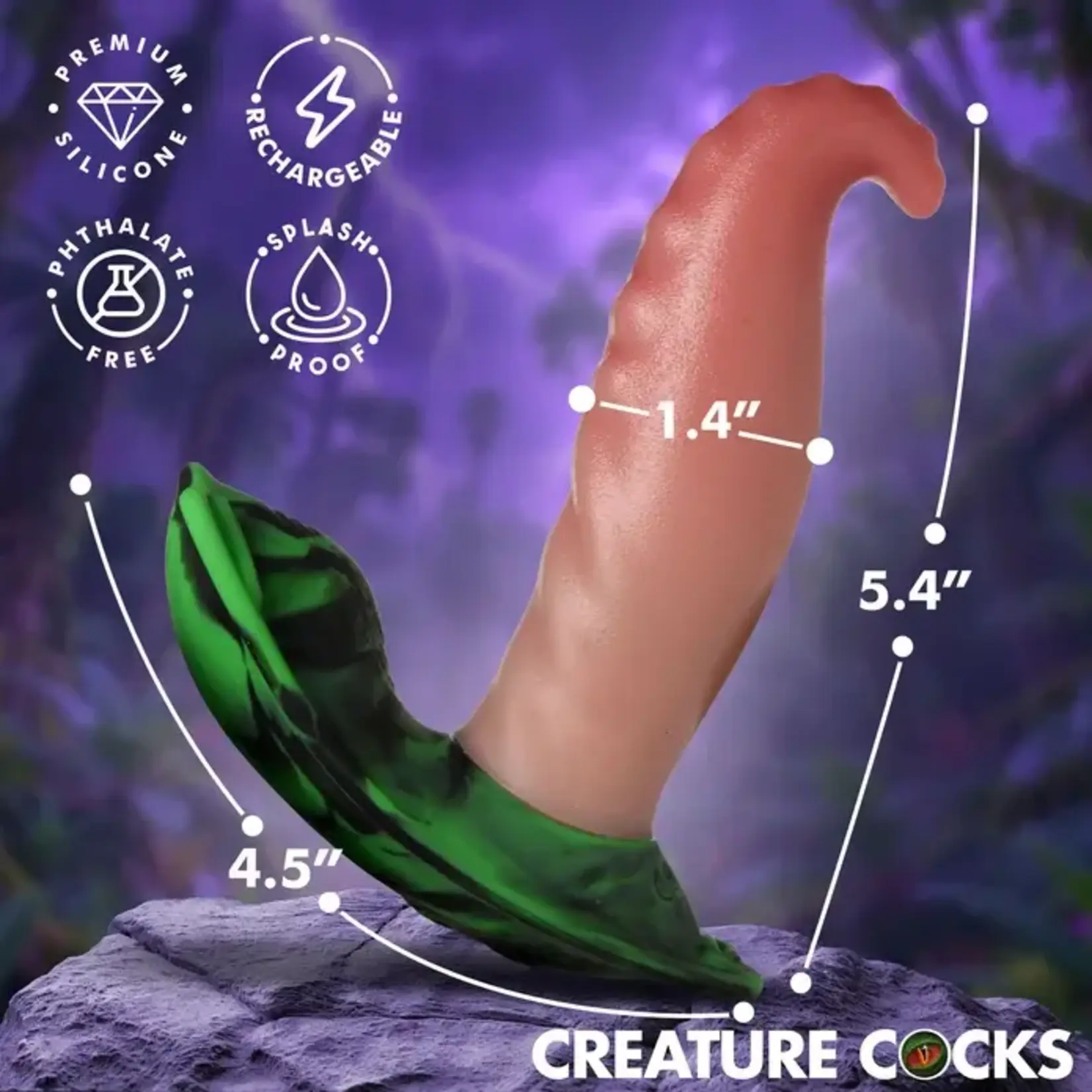 Creature Cocks Tongue Twister Rechargeable Silicone Panty Vibe Tongue Harness with Remote - Multicolor