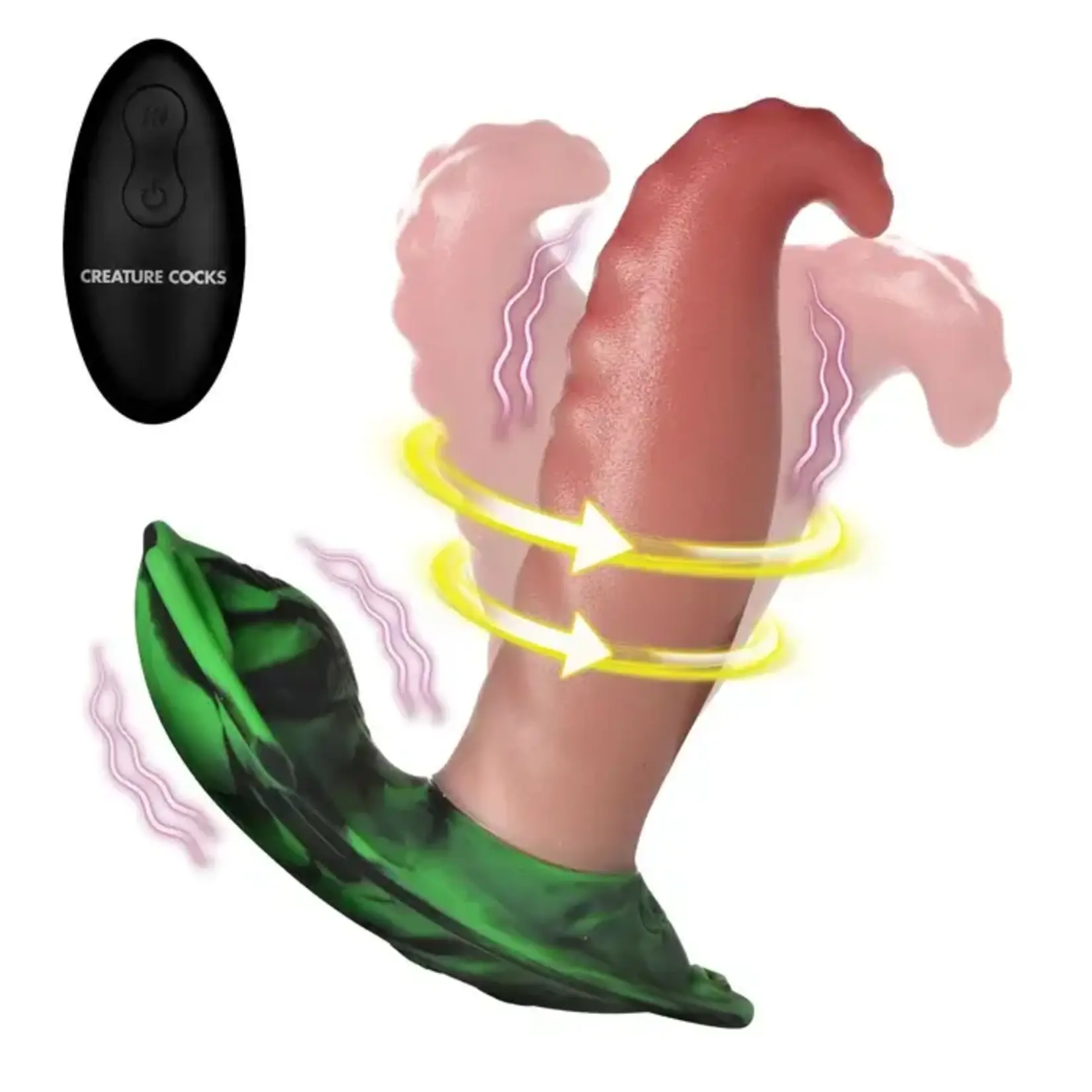 Creature Cocks Tongue Twister Rechargeable Silicone Panty Vibe Tongue Harness with Remote - Multicolor