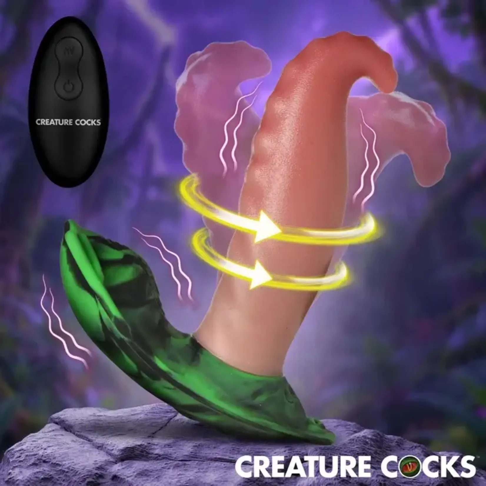 Creature Cocks Tongue Twister Rechargeable Silicone Panty Vibe Tongue Harness with Remote - Multicolor