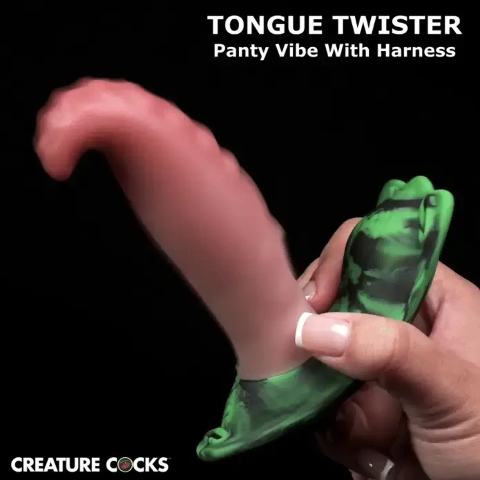 Creature Cocks Tongue Twister Rechargeable Silicone Panty Vibe Tongue Harness with Remote - Multicolor