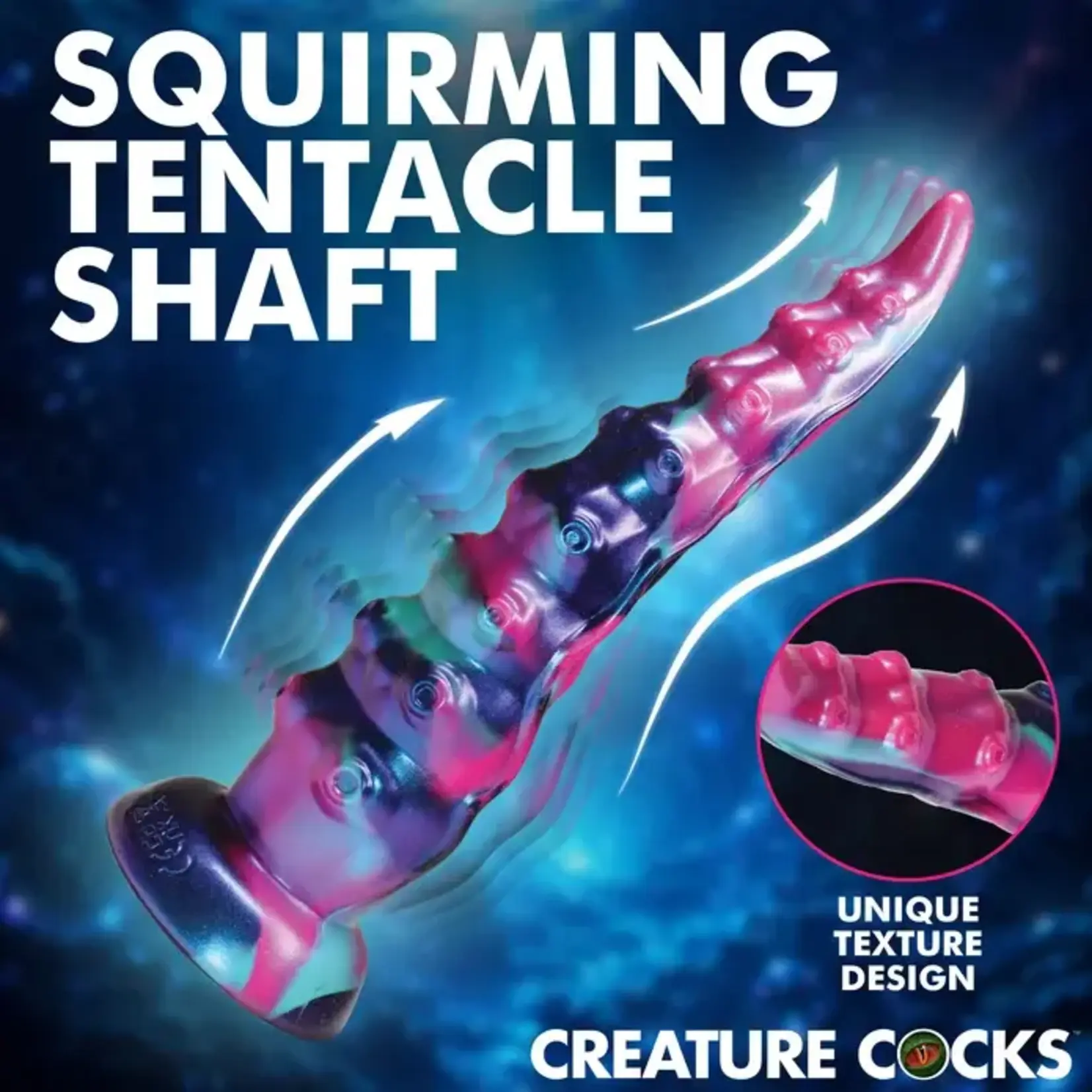 Creature Cocks Tenta-Squirm Squirming and Vibrating Tentacle Rechargeable Silicone Dildo - Multicolor