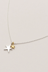 Estella Bartlett Estella B 2-Tone Double Star Silver Necklace