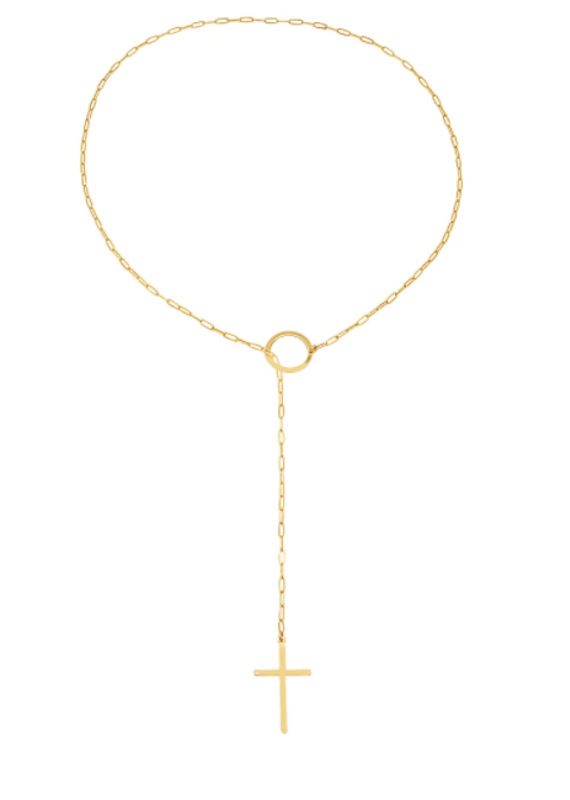 Victoria Six Victoria 6 Rect Link Cross Lariat Gold Neck