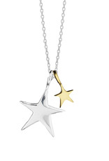 Estella Bartlett Estella B 2-Tone Double Star Silver Necklace