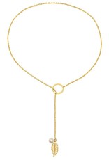 Victoria Six Victoria 6 Feather Pearl Tog Lariat Gold Neck