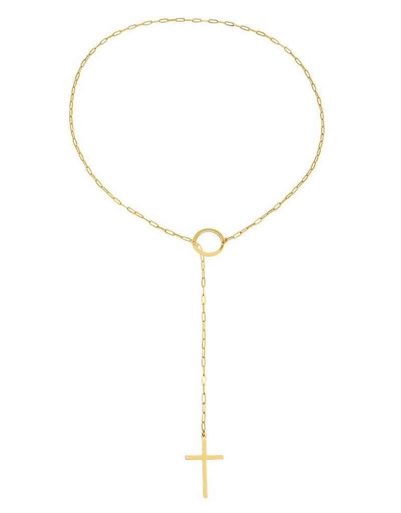 Victoria Six Victoria 6 Rect Link Cross Lariat Gold Neck