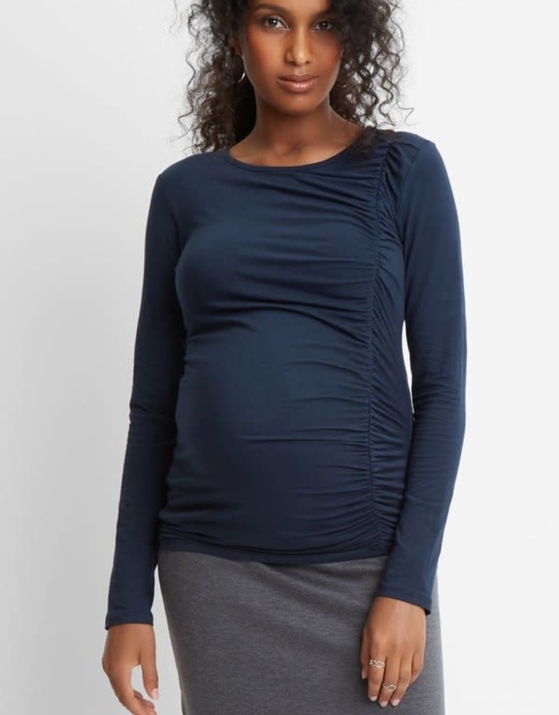 Stowaway Collection Stowaway Ruched Side Seam L/S Top