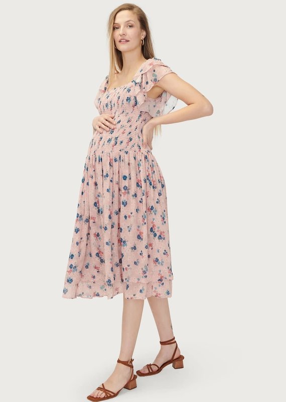 Hatch Hatch Cosette Tiered Flutter Sleeves Dress