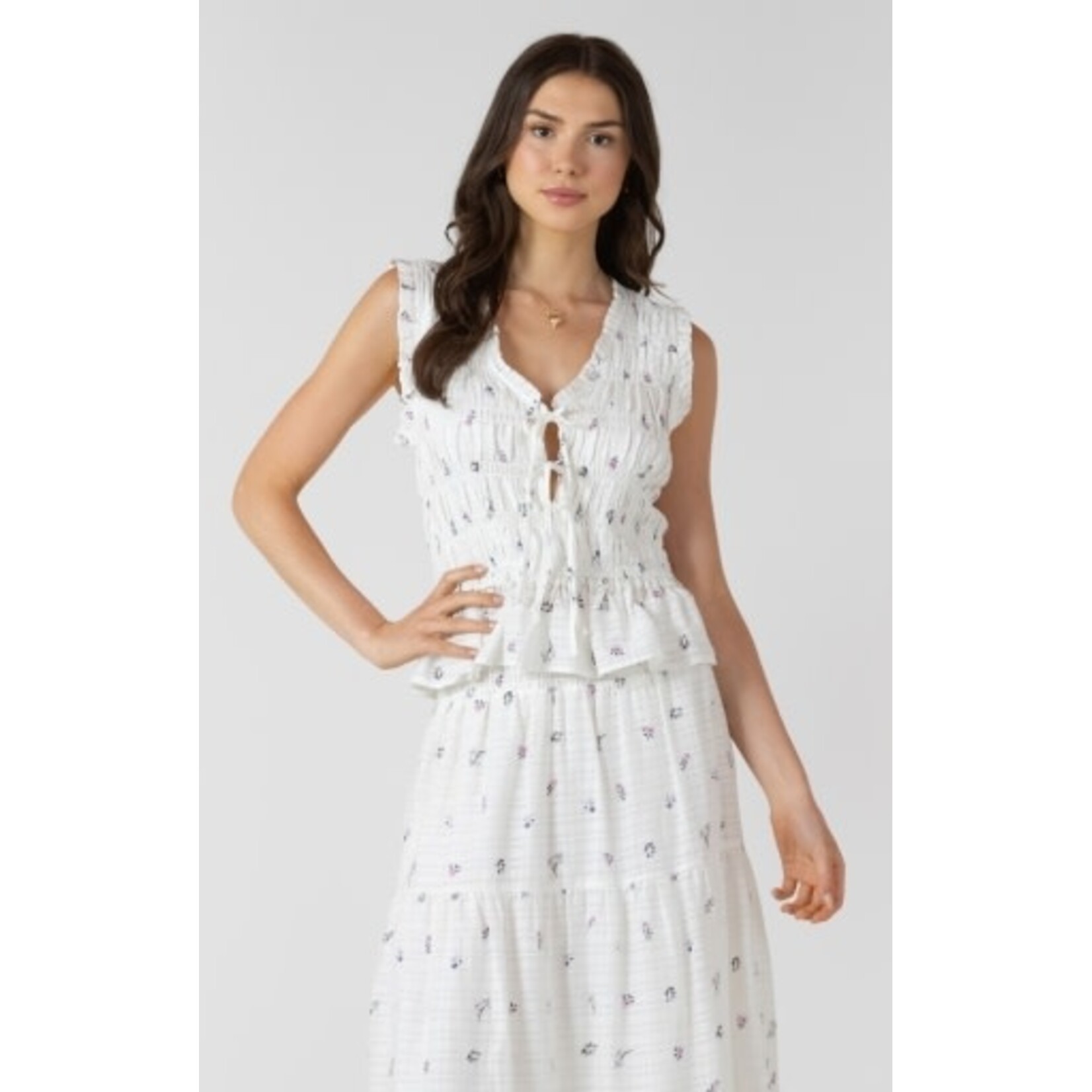 Dex Clothing 2723719 D ELASTIC DETAIL TIE-FRONT TOP