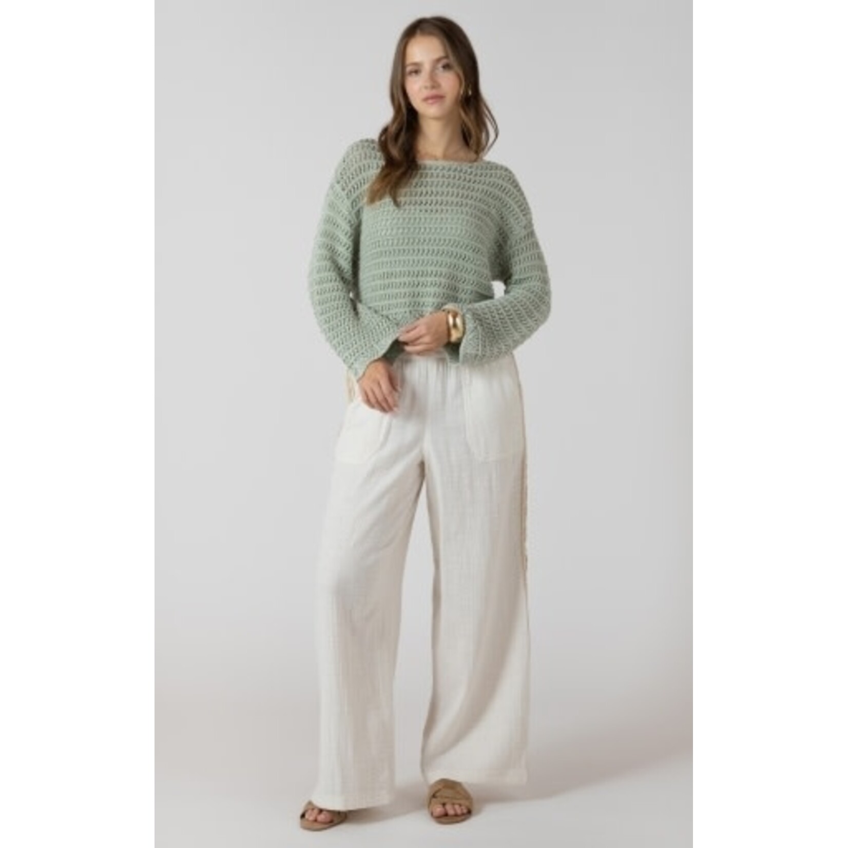 Dex Clothing 2727005 D SCALLOPED HEM OPEN STITCH SWEATER