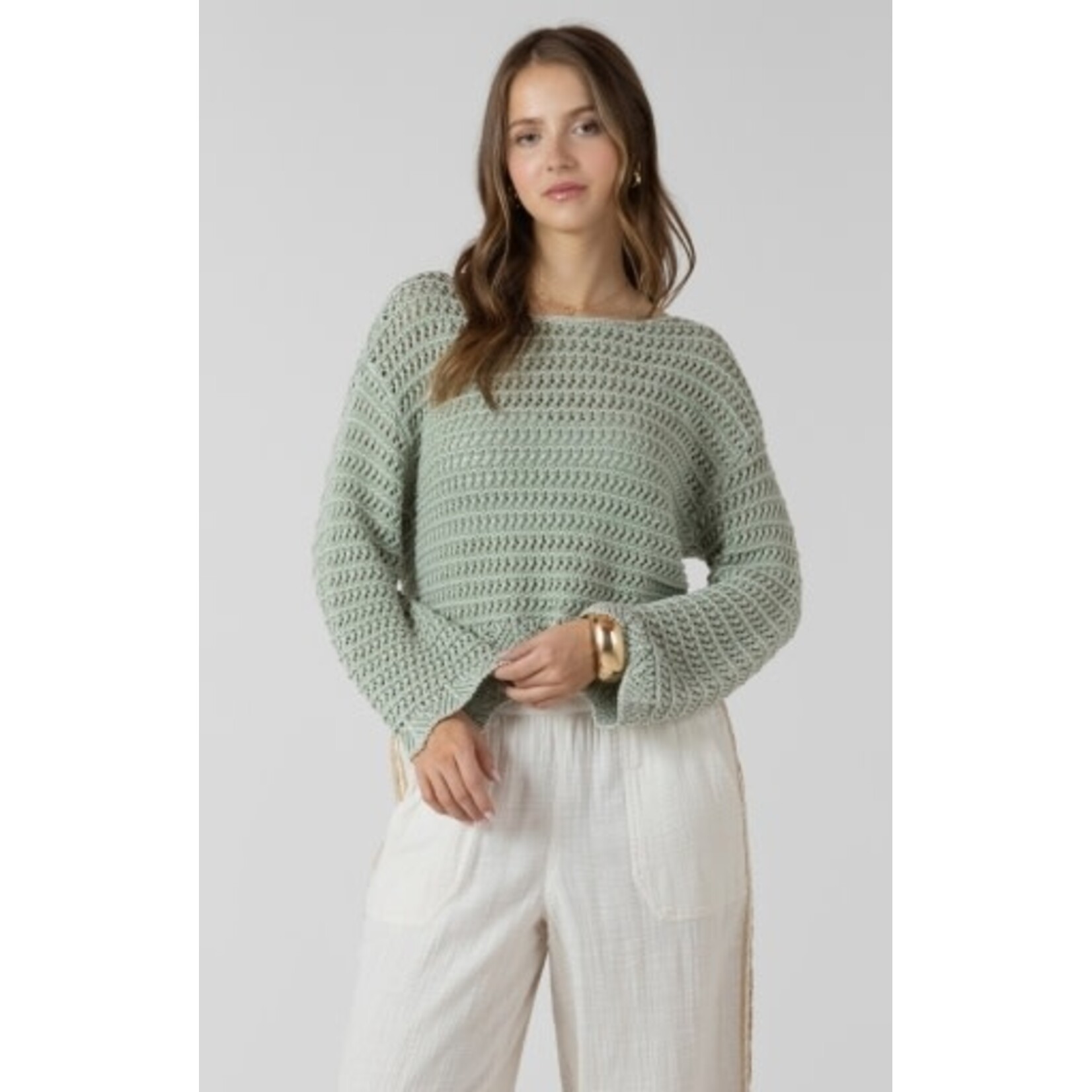 Dex Clothing 2727005 D SCALLOPED HEM OPEN STITCH SWEATER