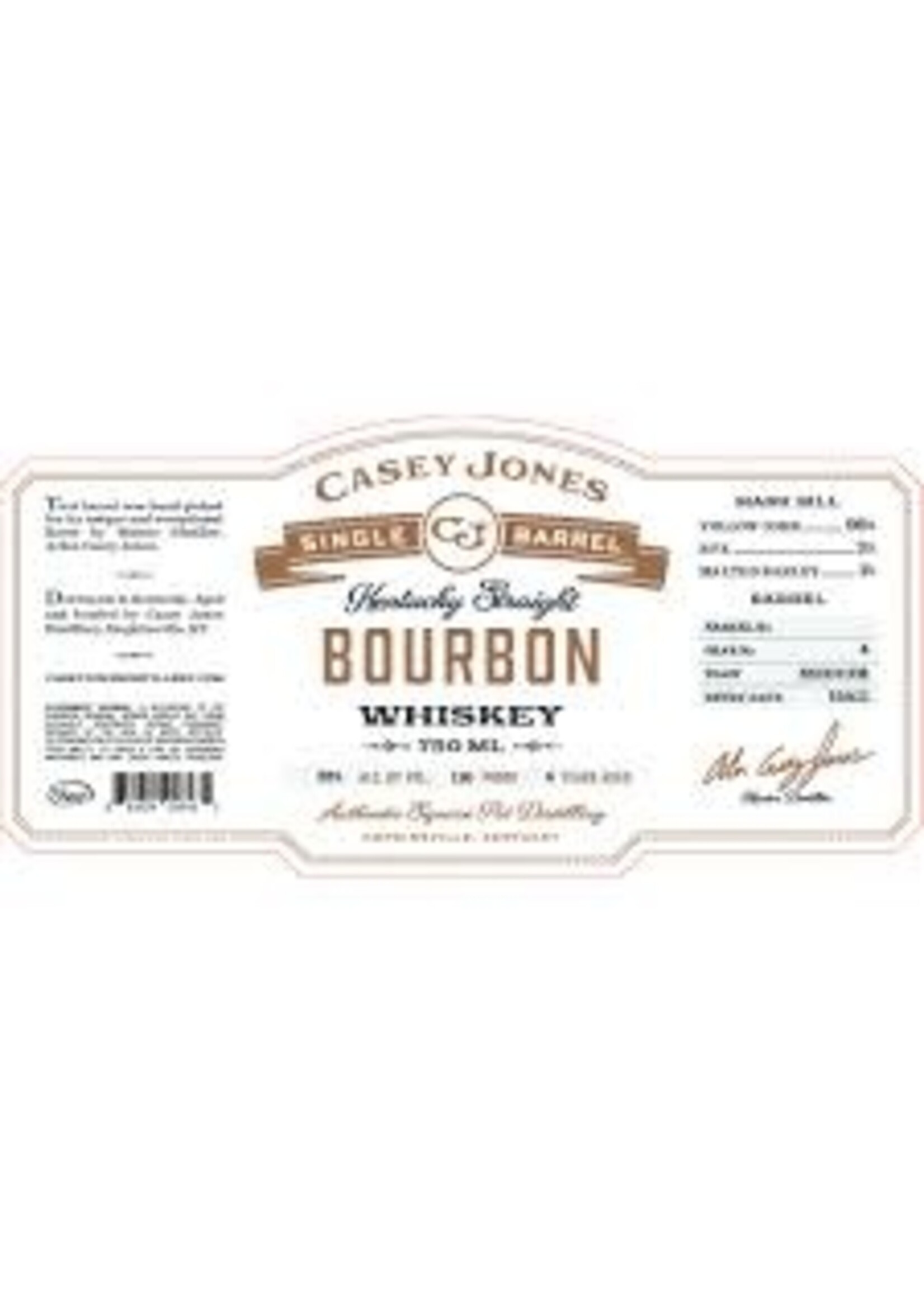 Casey Jones 'White Label' Single Barrel Kentucky Bourbon 750ml