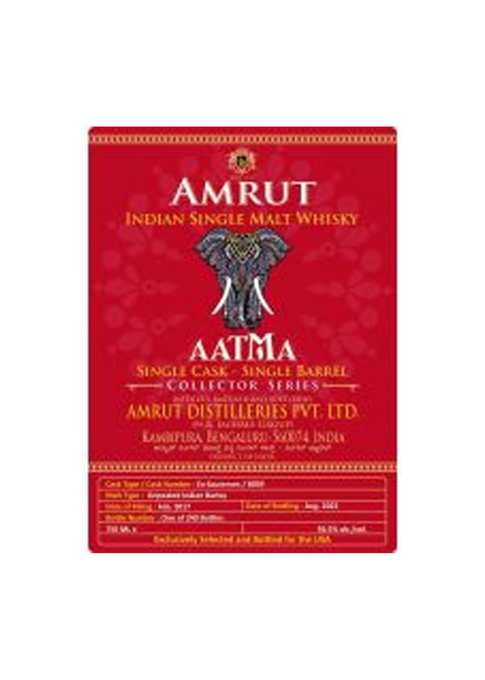 Amrut Aatma Collector Series Single Malt Whisky #6 Sauternes Cask Finished 750ml