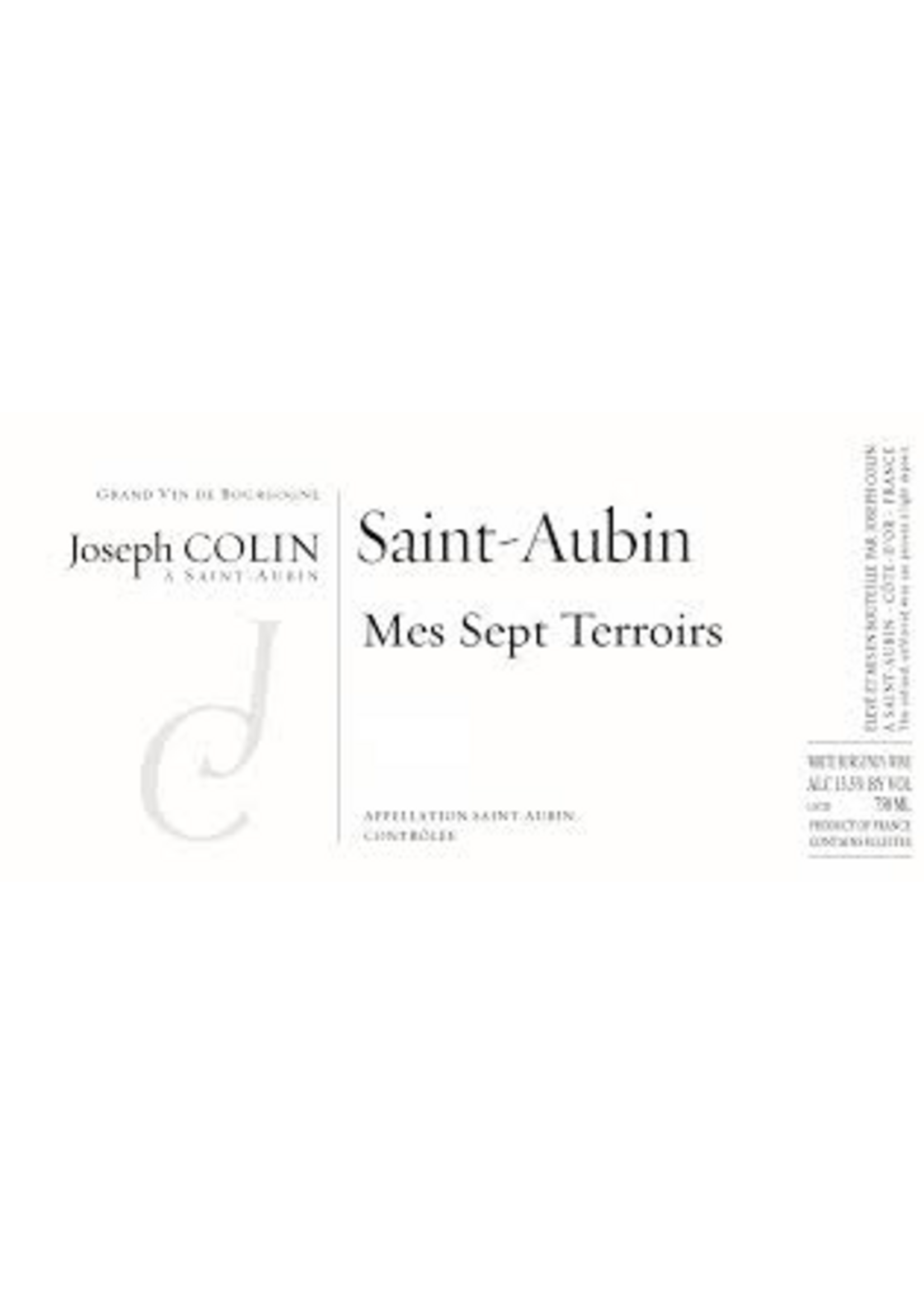 Joseph Colin 2022 Saint-Aubin Mes Sept Terroirs 750ml