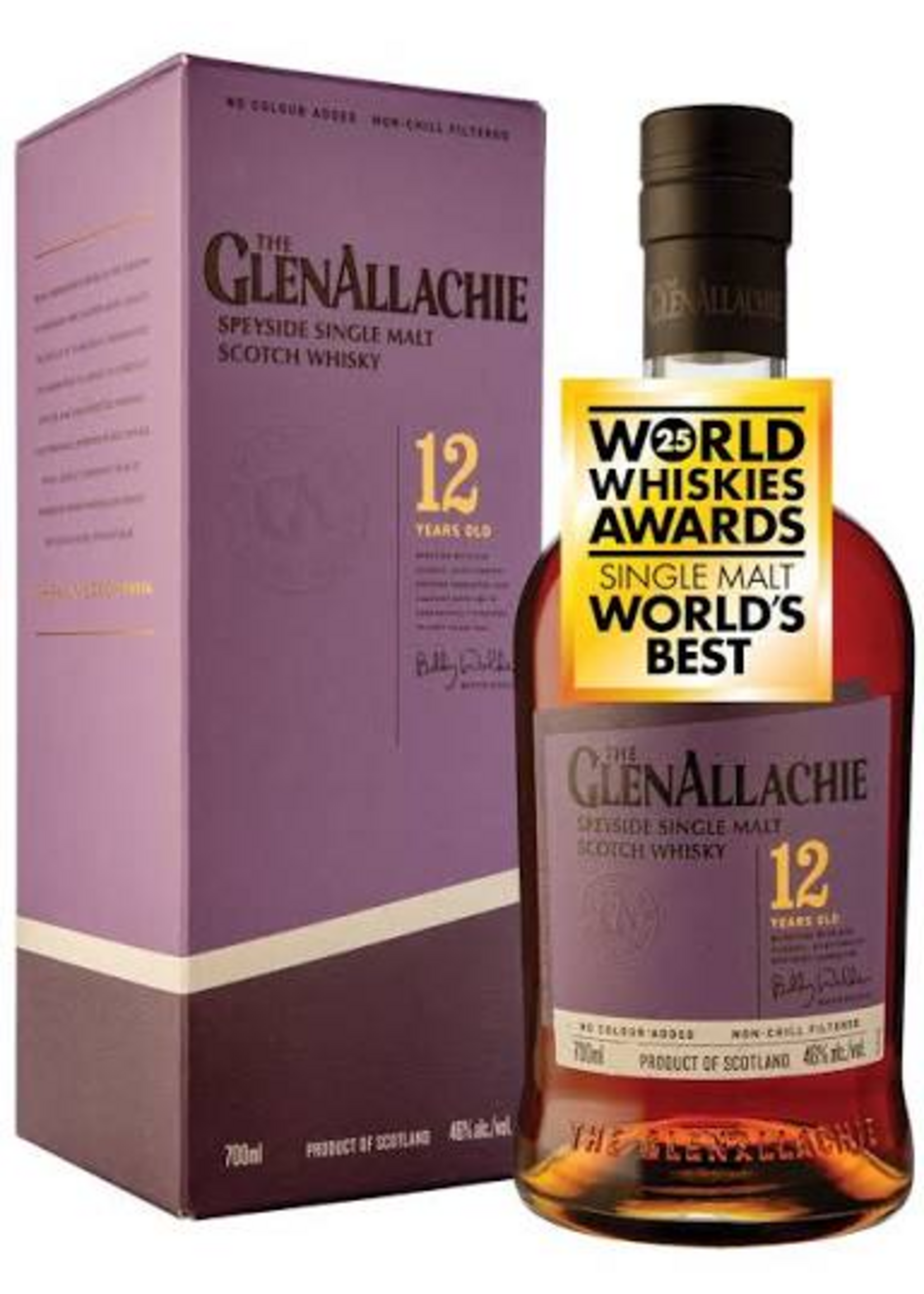 GlenAllachie 12 year old Speyside Single Malt Scotch Whisky 700ml