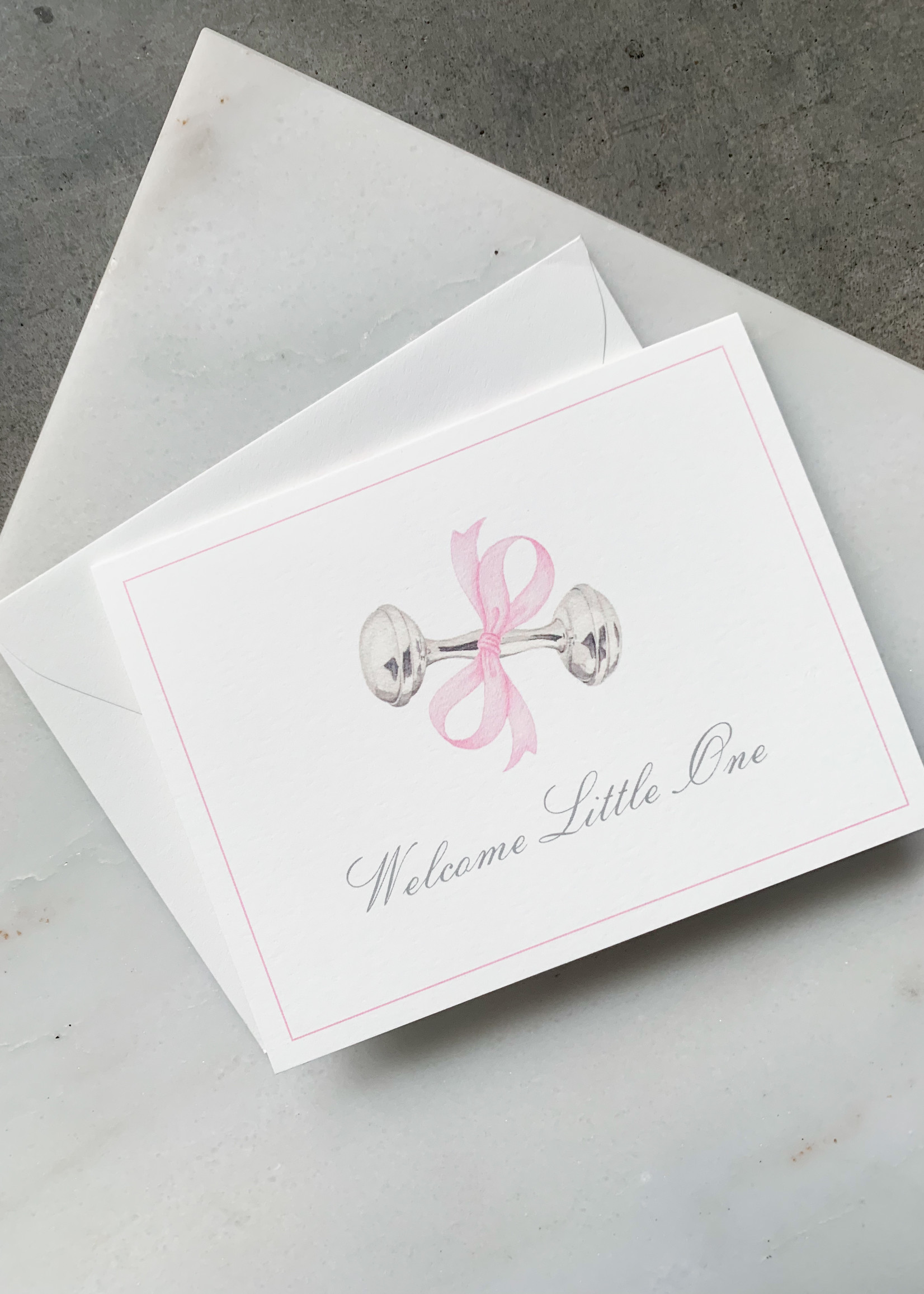 Elitaire Petite Pink Rattle Baby Card