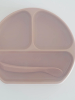Elitaire Petite Peach Silicone Suction Plate with Lid + Spoon