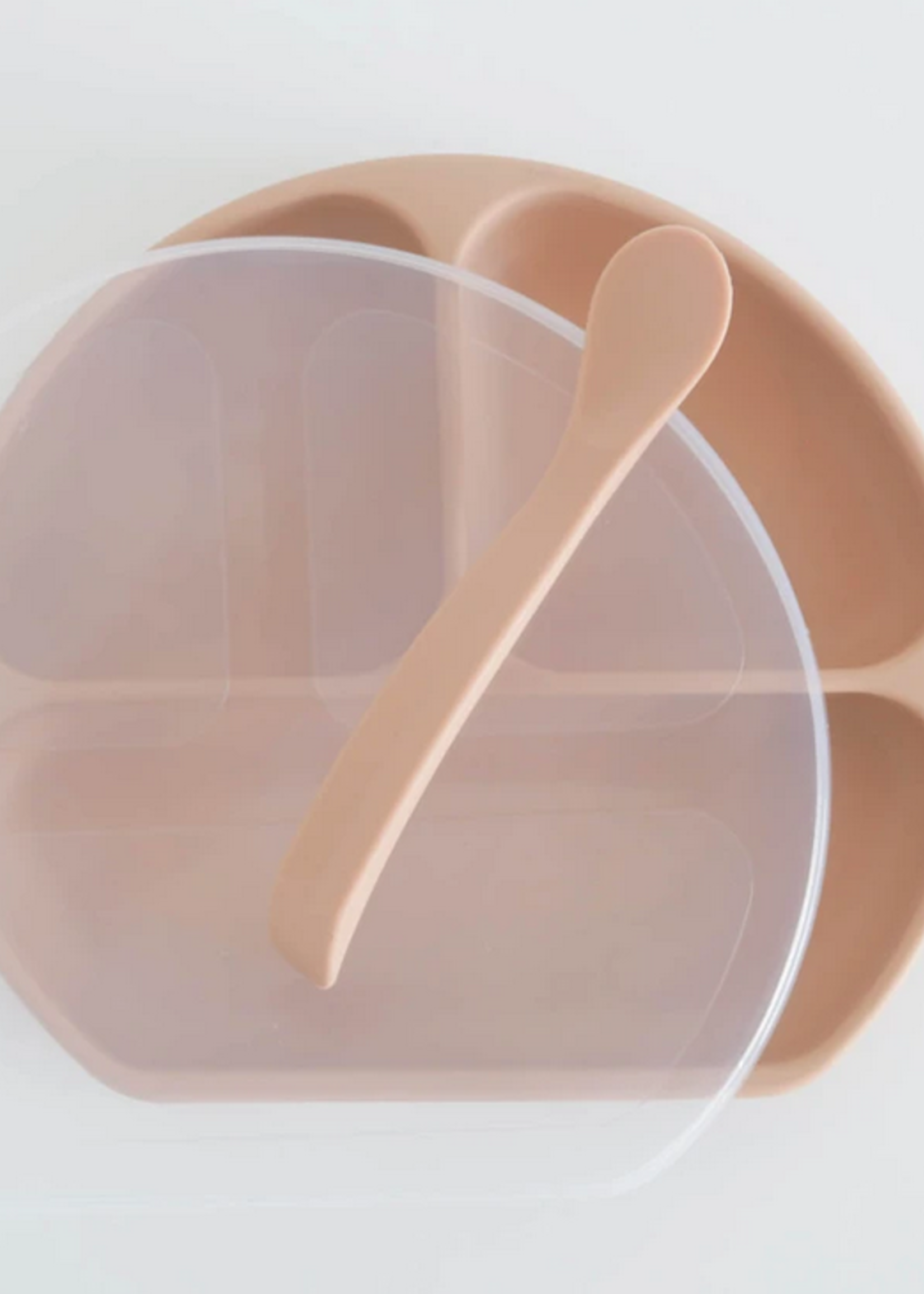 Elitaire Petite Peach Silicone Suction Plate with Lid + Spoon