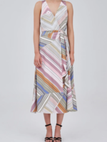 Elitaire Boutique Burning Midi Dress in Multi Stripe