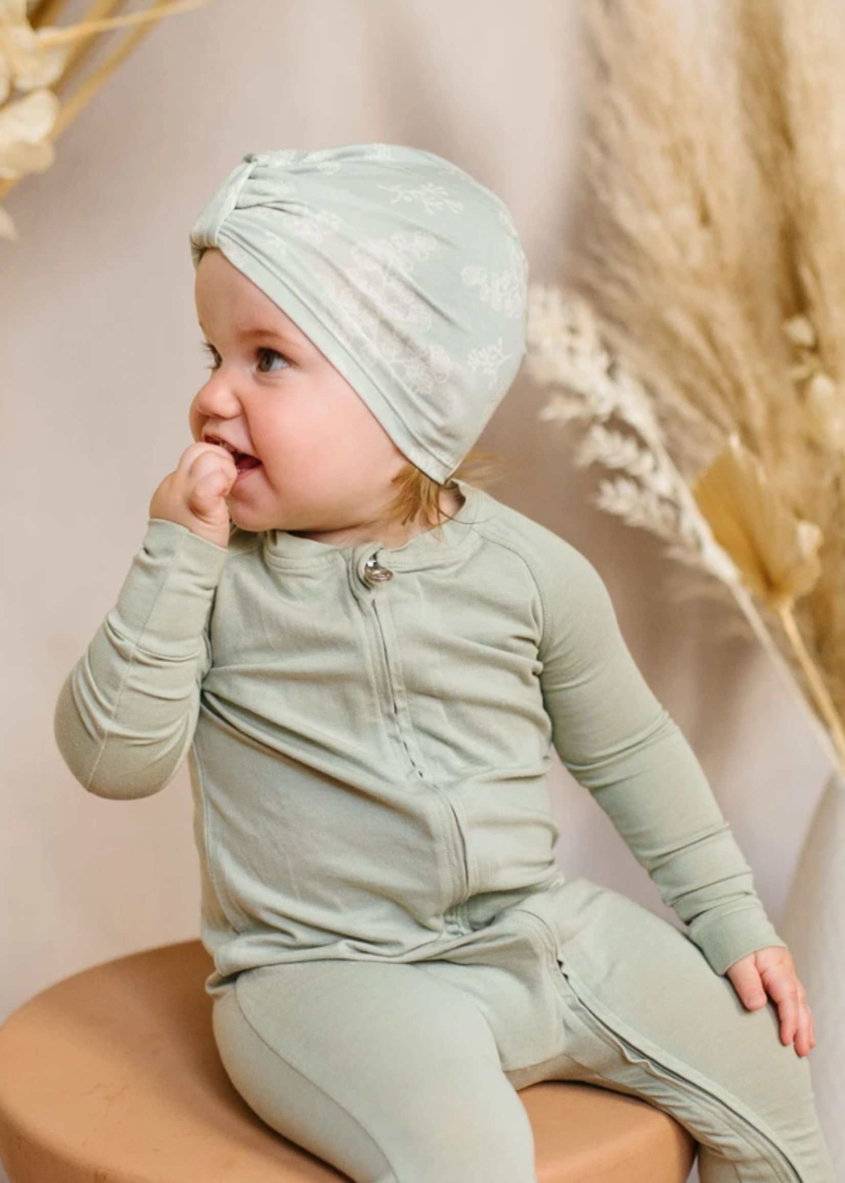 Elitaire Petite Girl's Turban in Fern - 0 to 6M