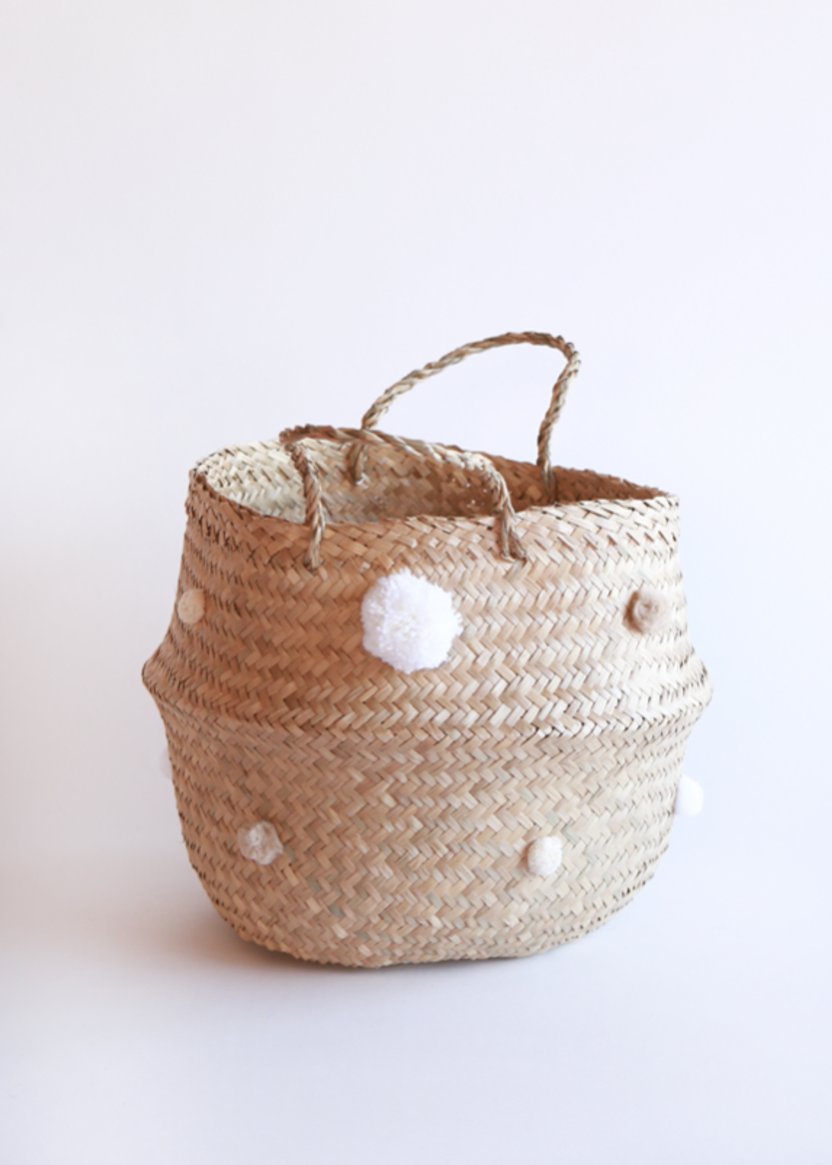 Elitaire Petite White Pom Pom Basket