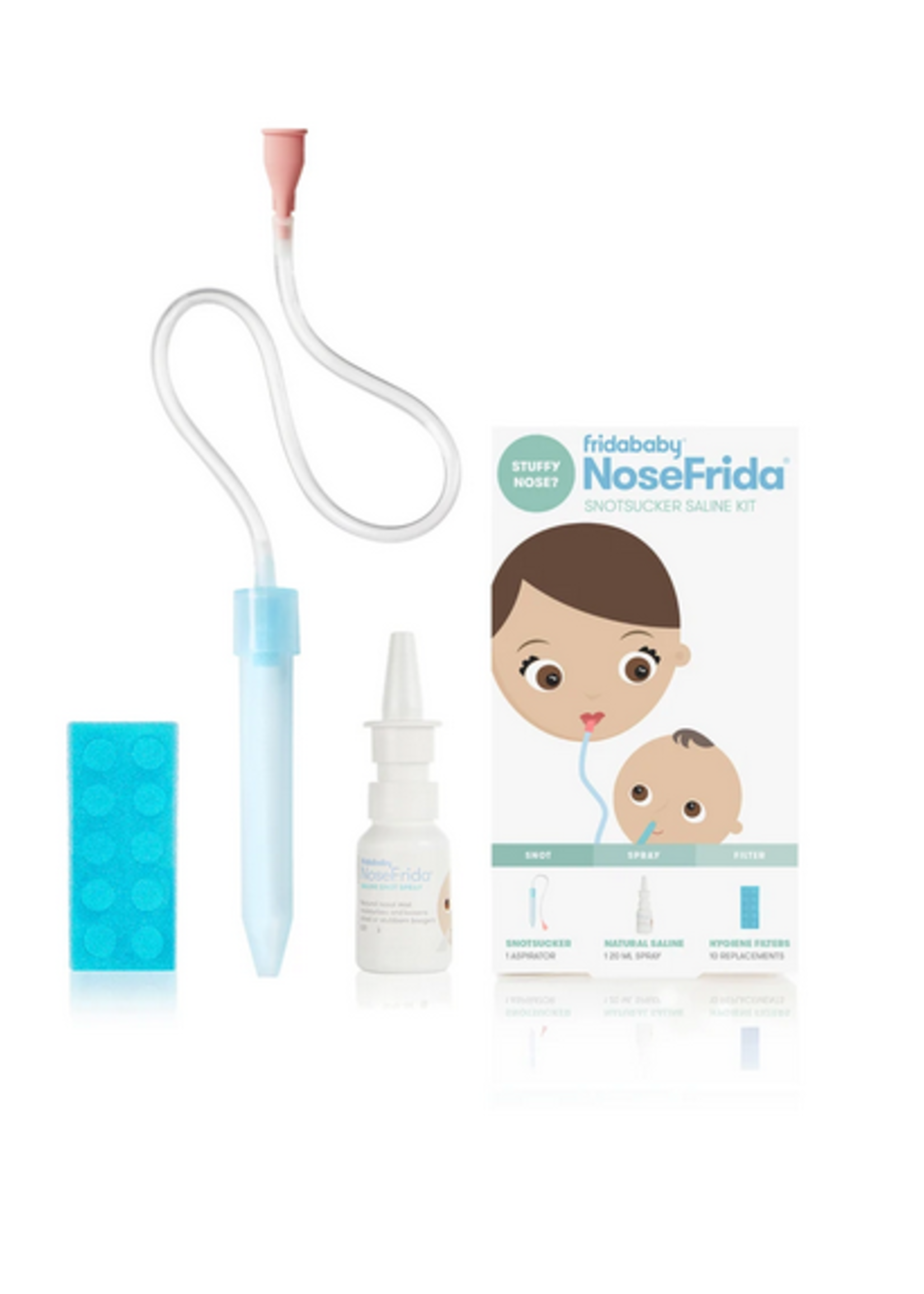 Nosefrida The Snot Sucker Saline Kit ( Nose Frida Nasal Aspirator + Saline  Spray ) – Tickled Babies