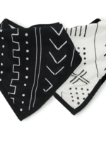 Elitaire Petite Bandana Bib Set - Black Mudcloth