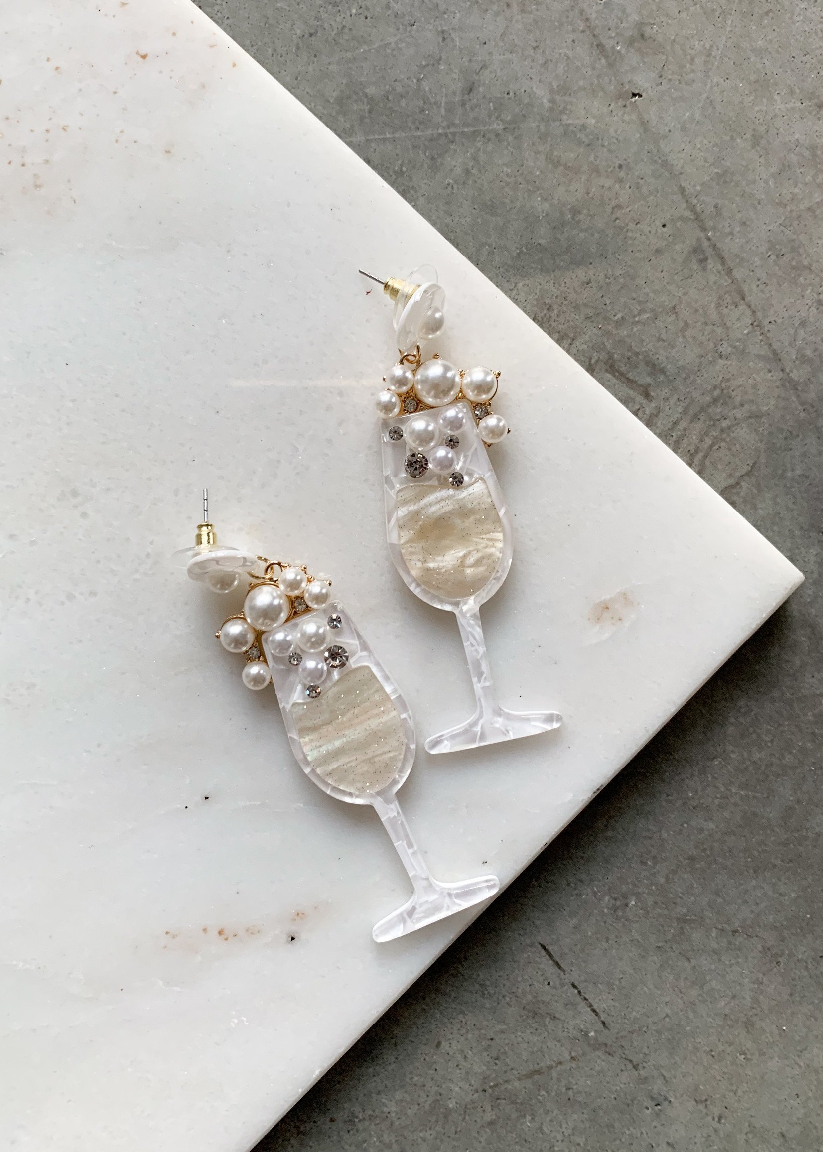 Elitaire Boutique Champagne Glass Earring