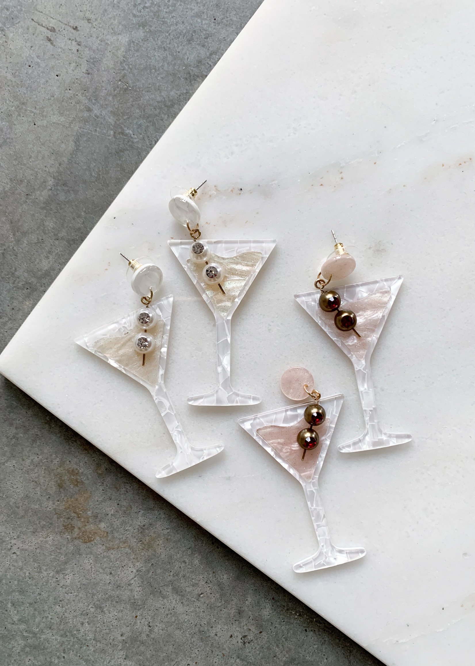 Elitaire Boutique Martini Acrylic Earrings