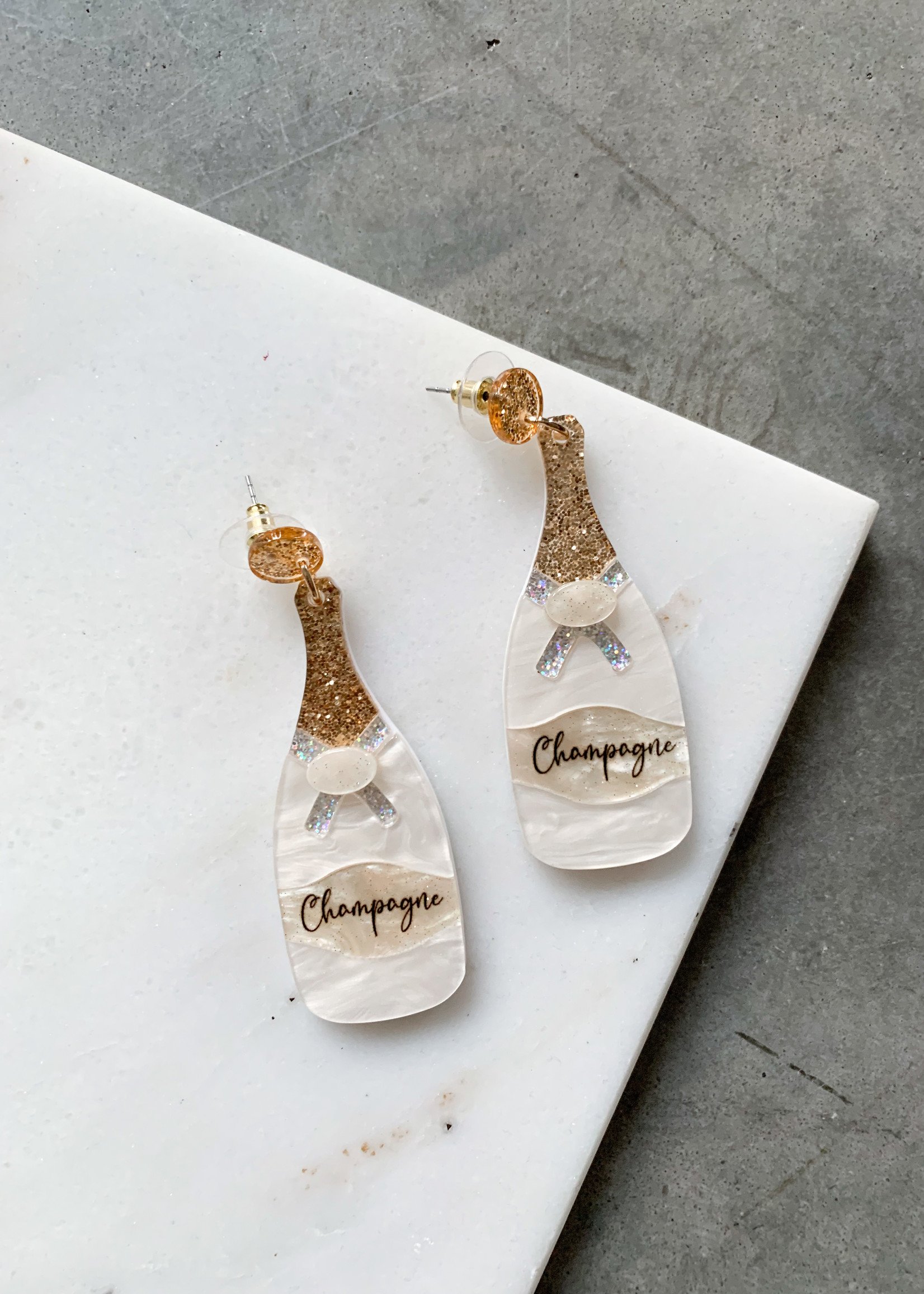 Elitaire Boutique Champagne Acrylic Earrings