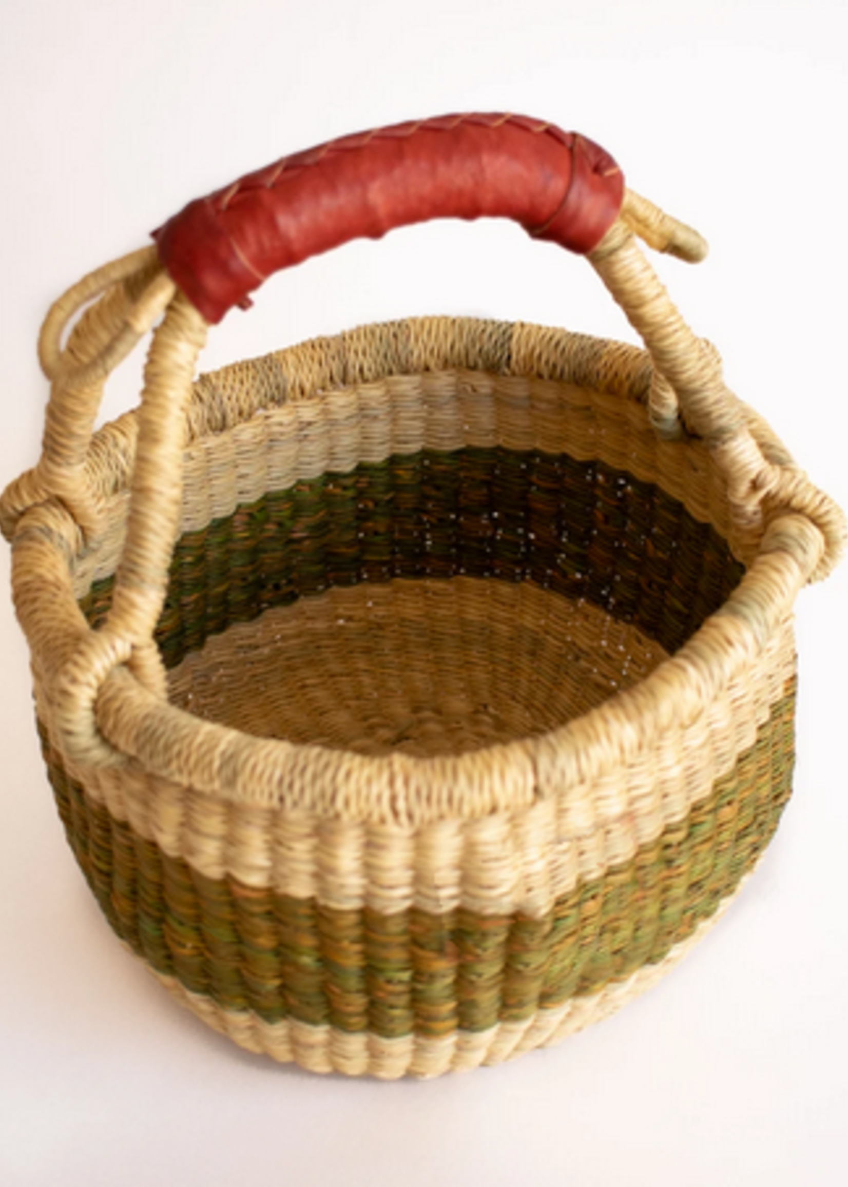 Elitaire Petite Ami Mini Bolga Basket-Green Stripe