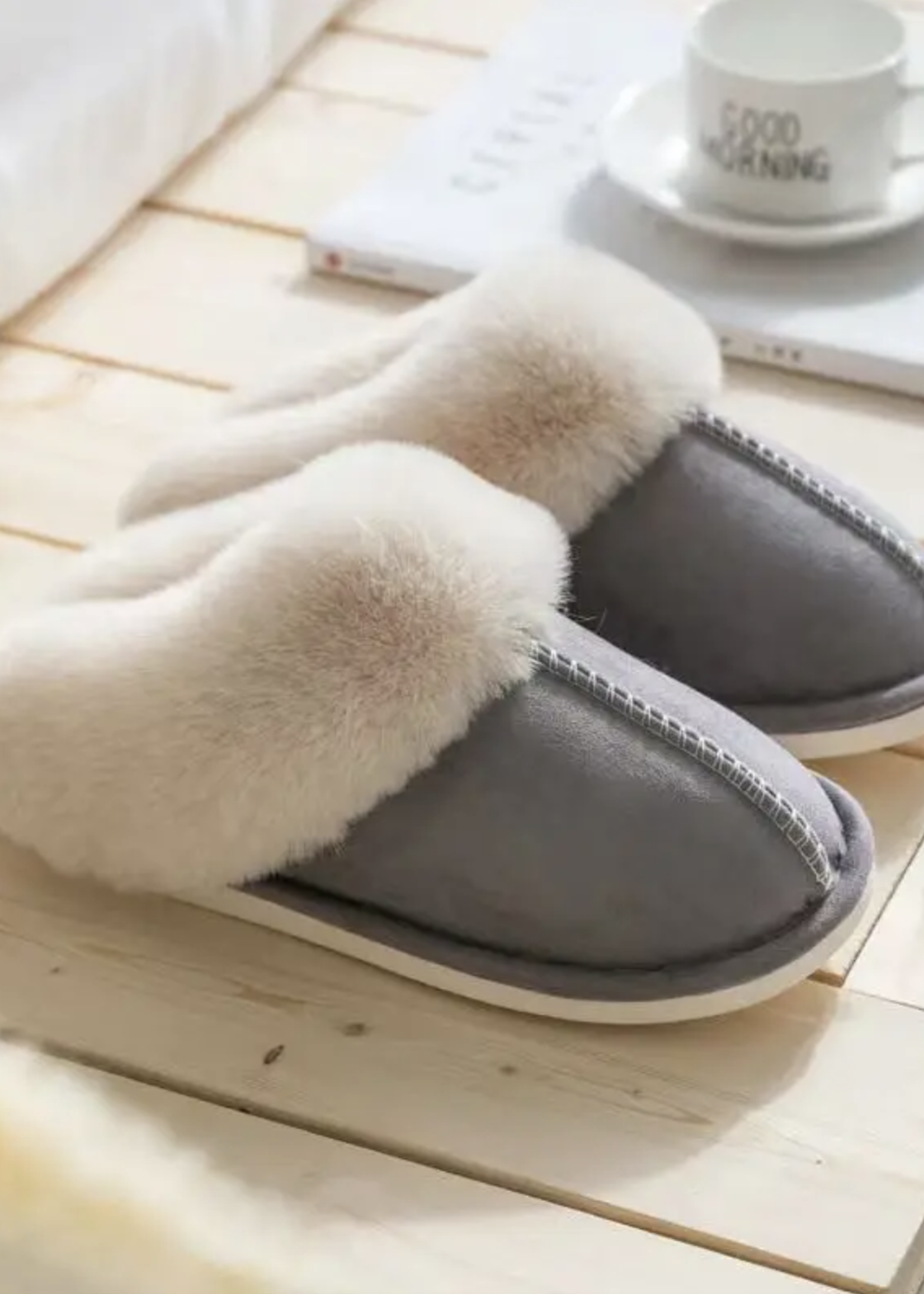Elitaire Boutique Cozy Slipper Slides in Grey