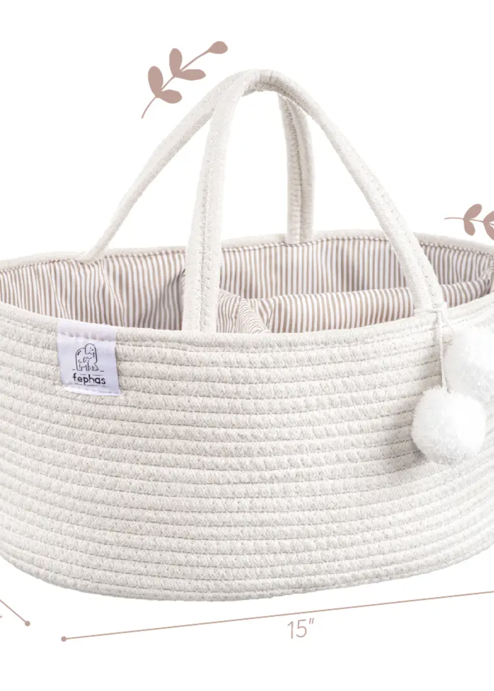 Set Of Three Cotton Rope Baskets for Storage, Diaper organizer