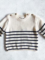 Elitaire Petite Breton Baby Sweater in Navy Stripe