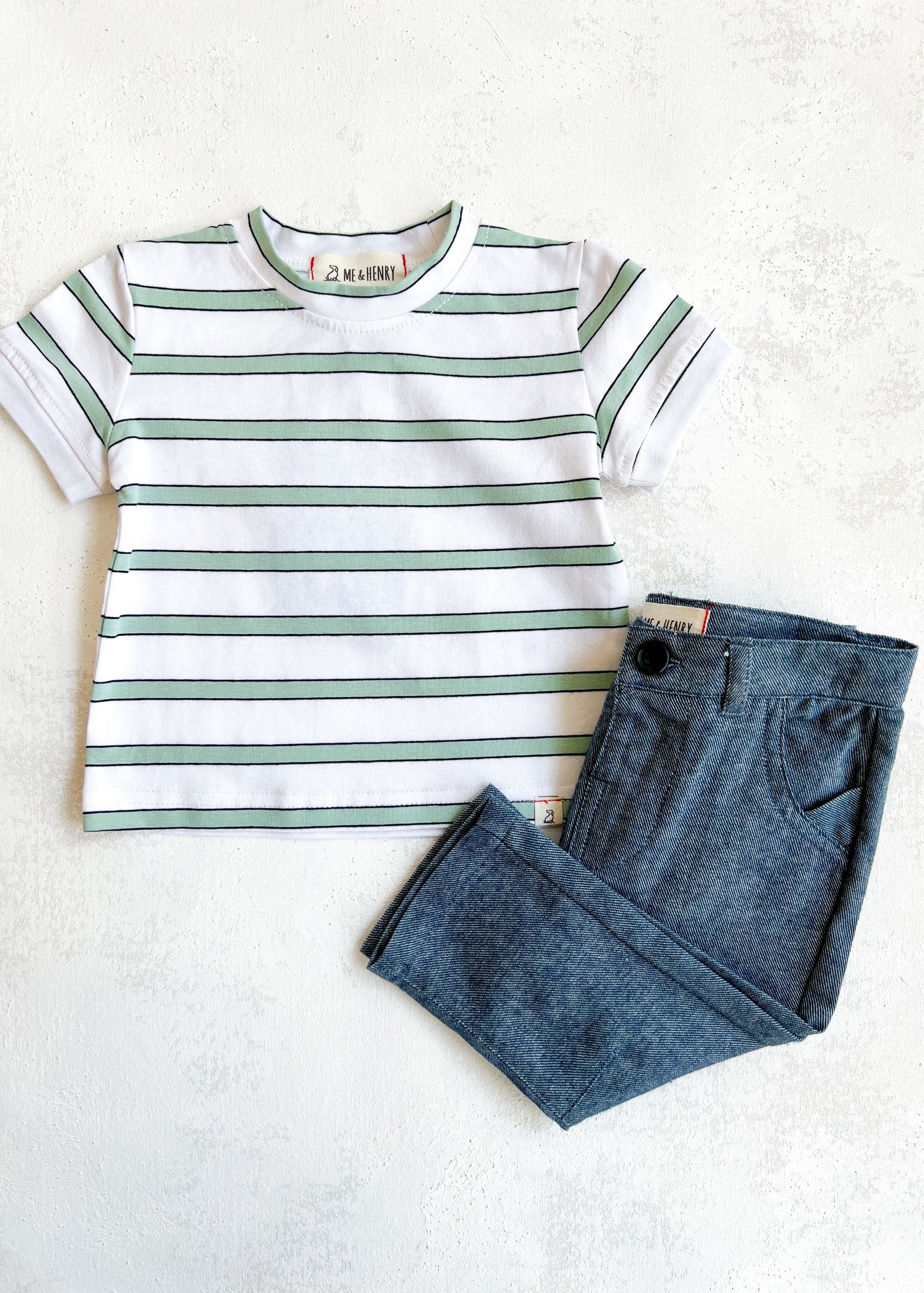 Elitaire Petite Camber Tee in Sage Stripe